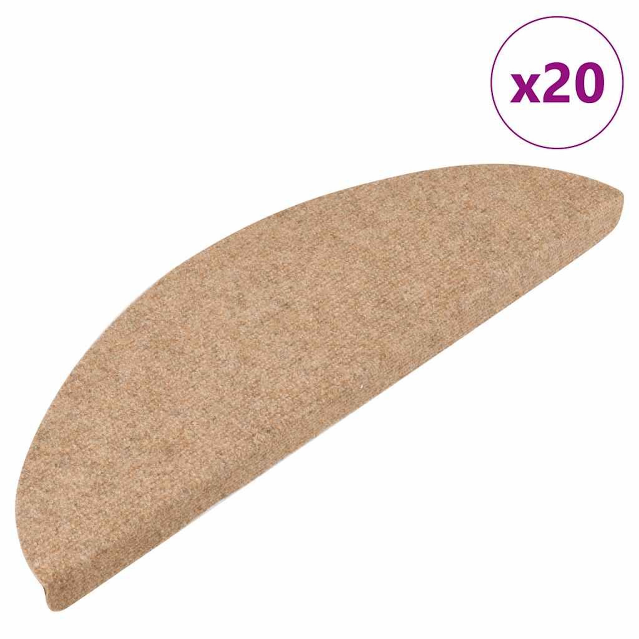 VIDAXL Tapis d'escalier auto-adhesifs 20 pcs beige 56x17x3 cm