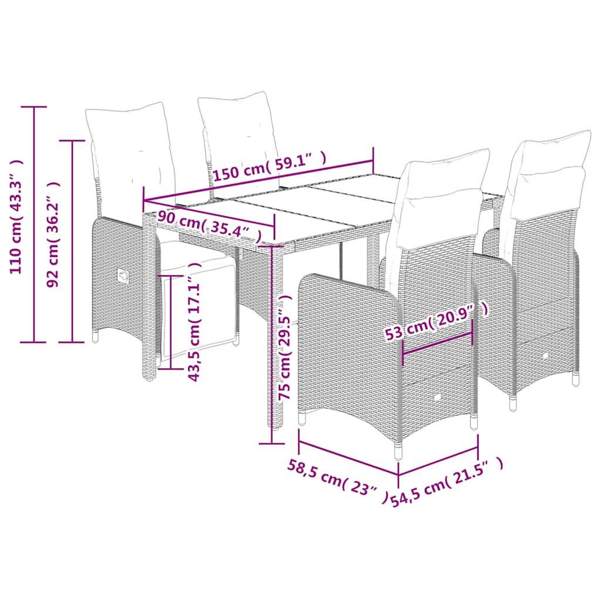 Voir la diapositive 6 : VIDAXL Ensemble de bistro de jardin 5 pcs coussins marron poly rotin