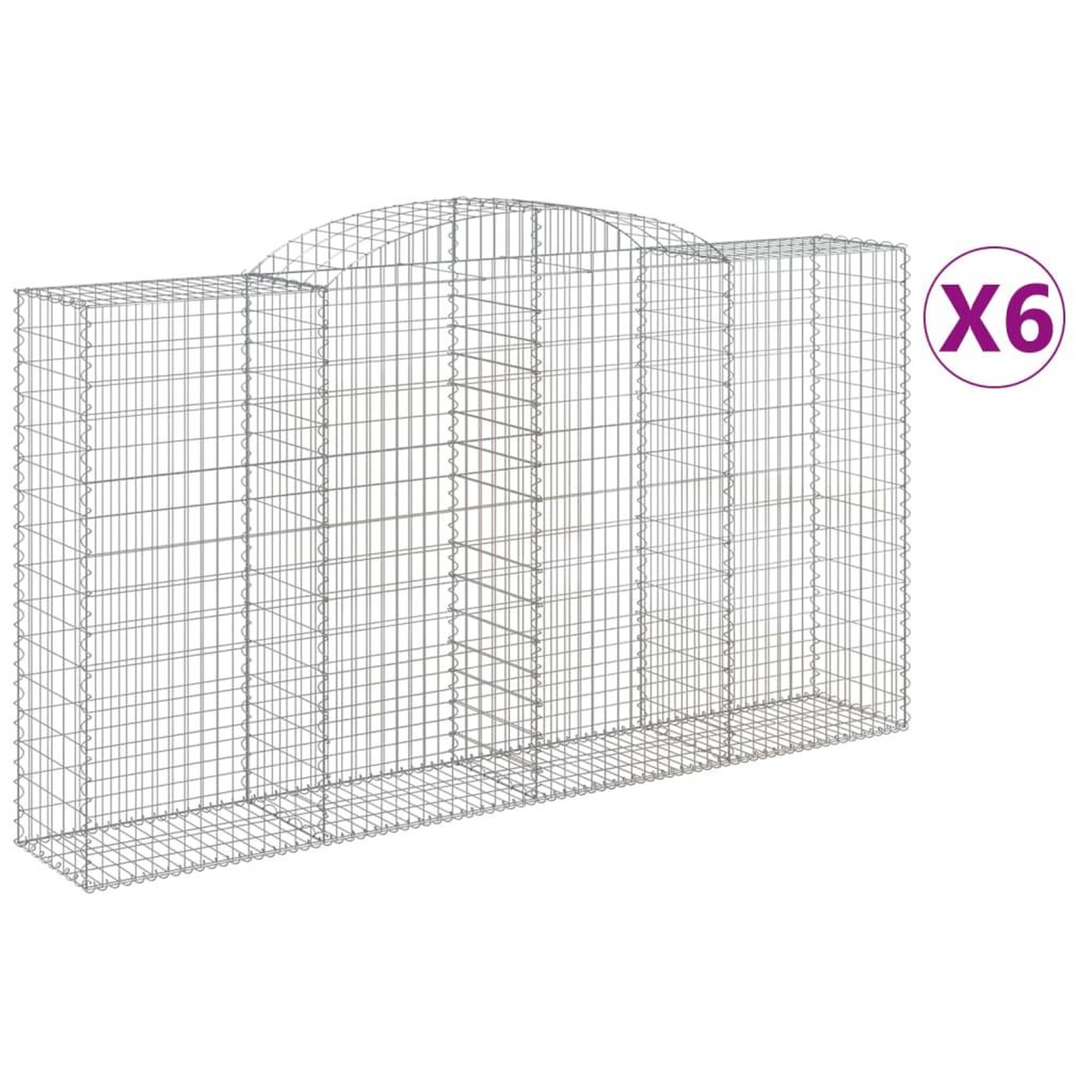 Voir la diapositive 2 : VIDAXL Paniers a gabions arques 6 pcs 300x50x160/180 cm fer galvanise