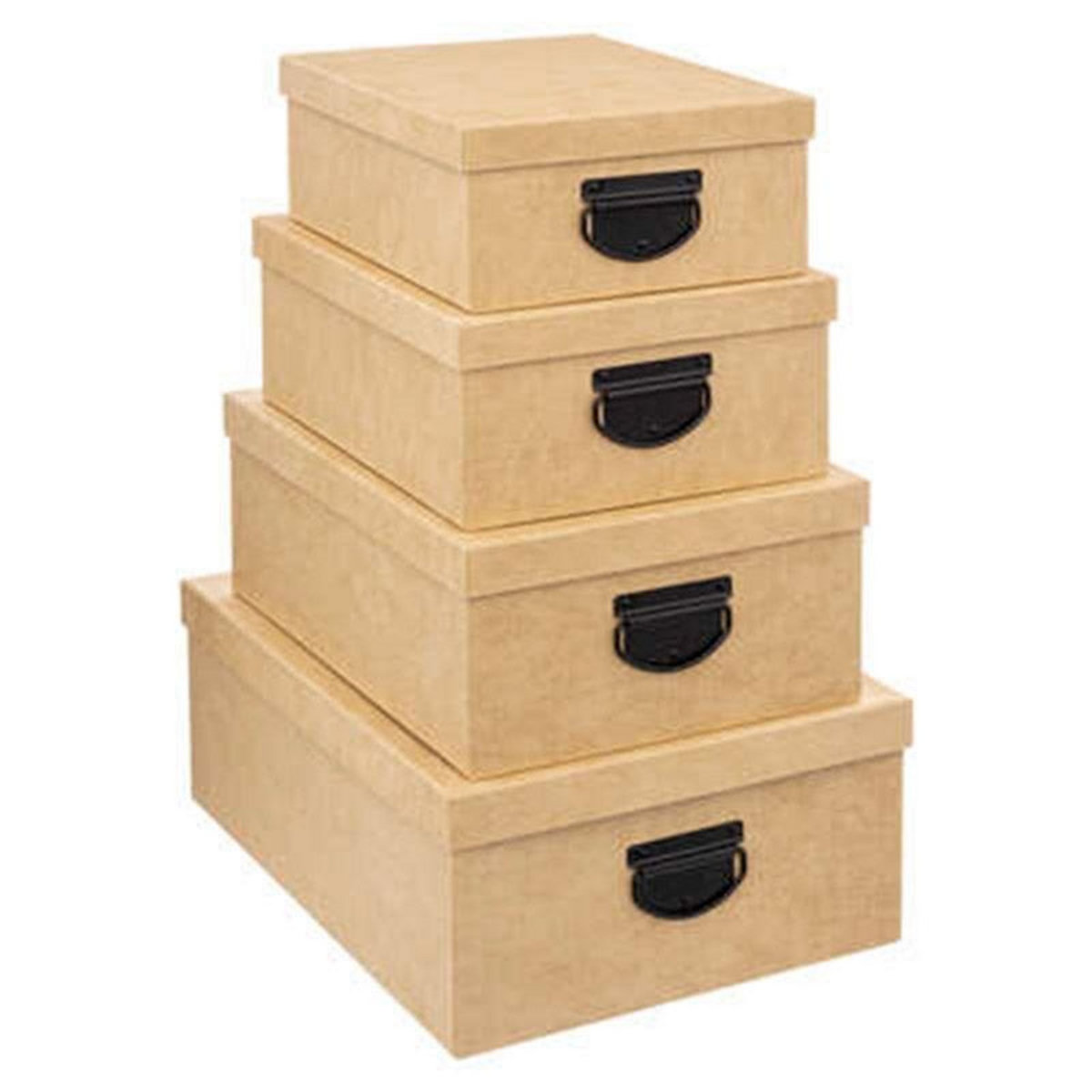  Lot de 4 Boîtes de Rangement  Jute  39cm Naturel