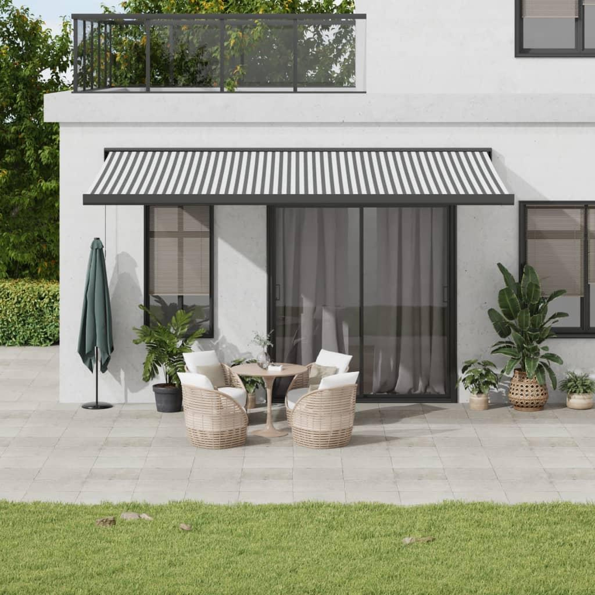 VIDAXL Auvent retractable anthracite et blanc 5x3 m tissu et aluminium