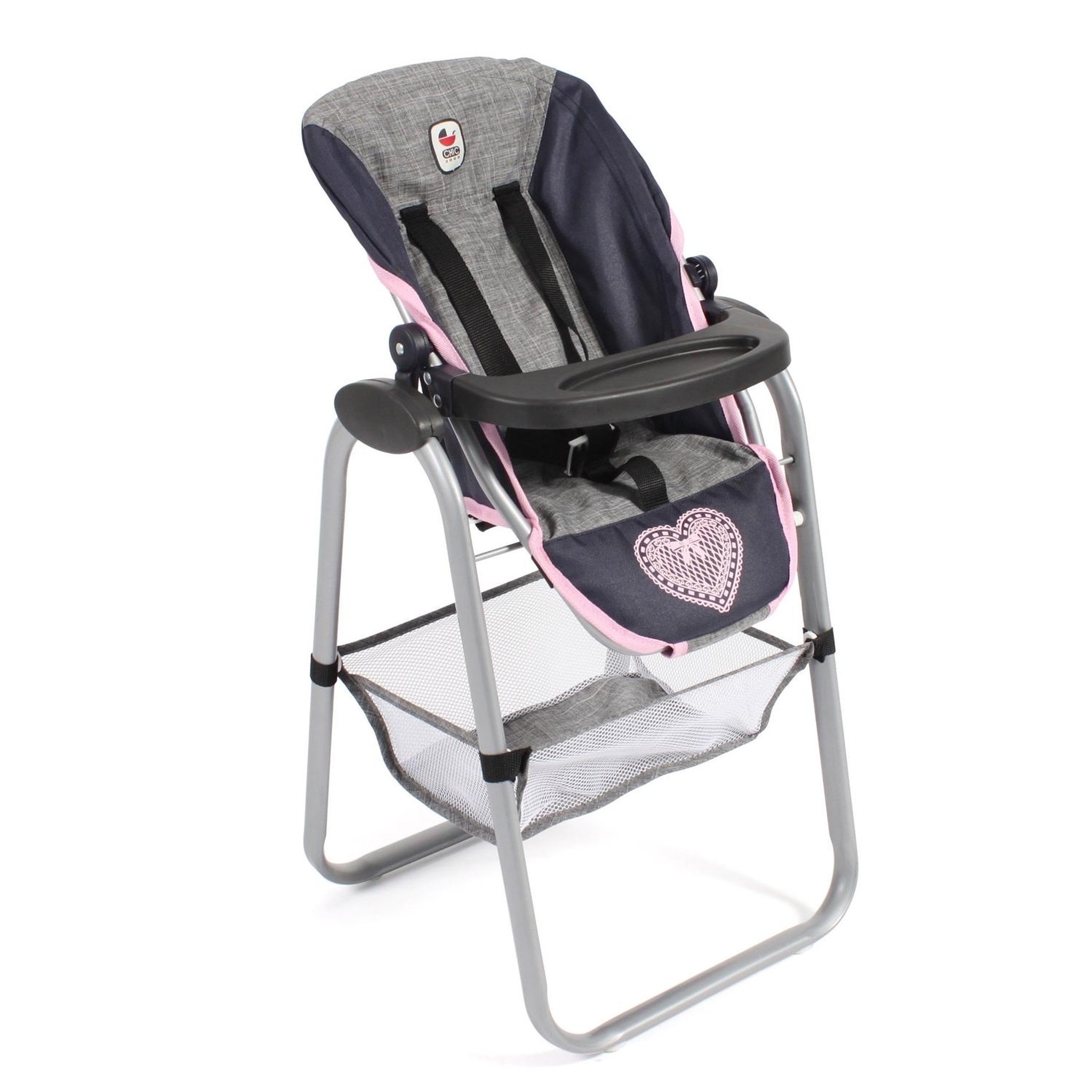BAYER CHIC 2000 Chaise haute pour poupées, bleu foncé - anthracite - rose