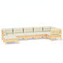 Voir la diapositive 2 : VIDAXL Salon de jardin 7 pcs avec coussins creme bois de pin massif