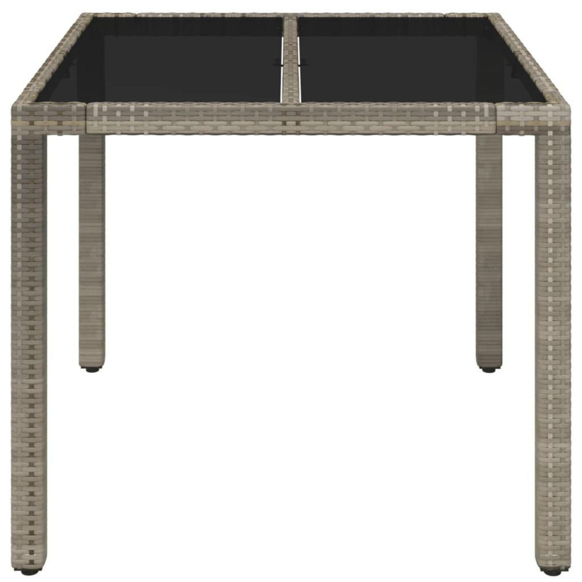 VIDAXL Table de jardin dessus en verre Gris 90x90x75 cm Resine tressee