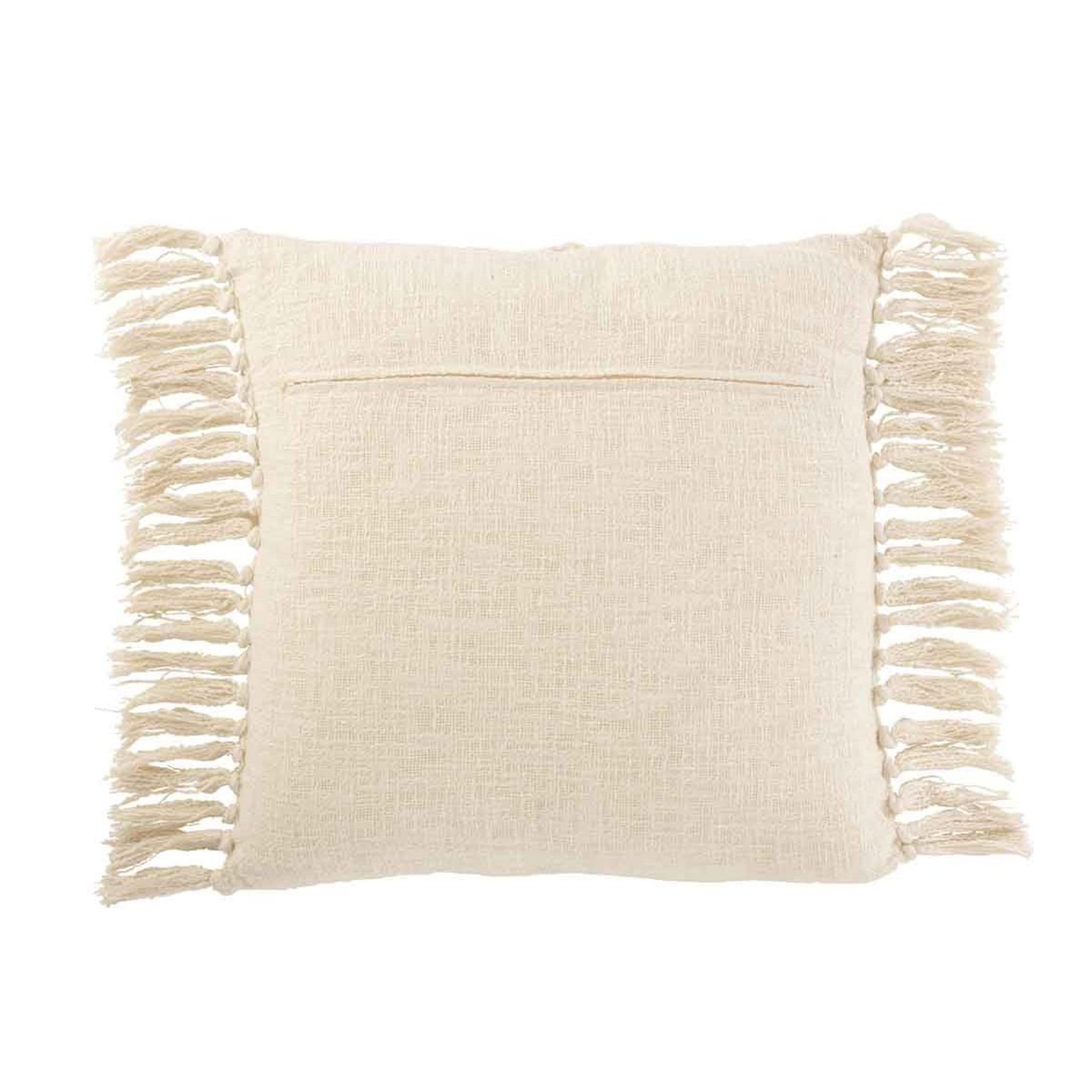 Voir la diapositive 2 : J-LINE Coussin déco franges  losange  50x50cm beige