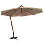 Voir la diapositive 1 : VIDAXL Parasol de jardin suspendu avec mat taupe bois de sapin massif
