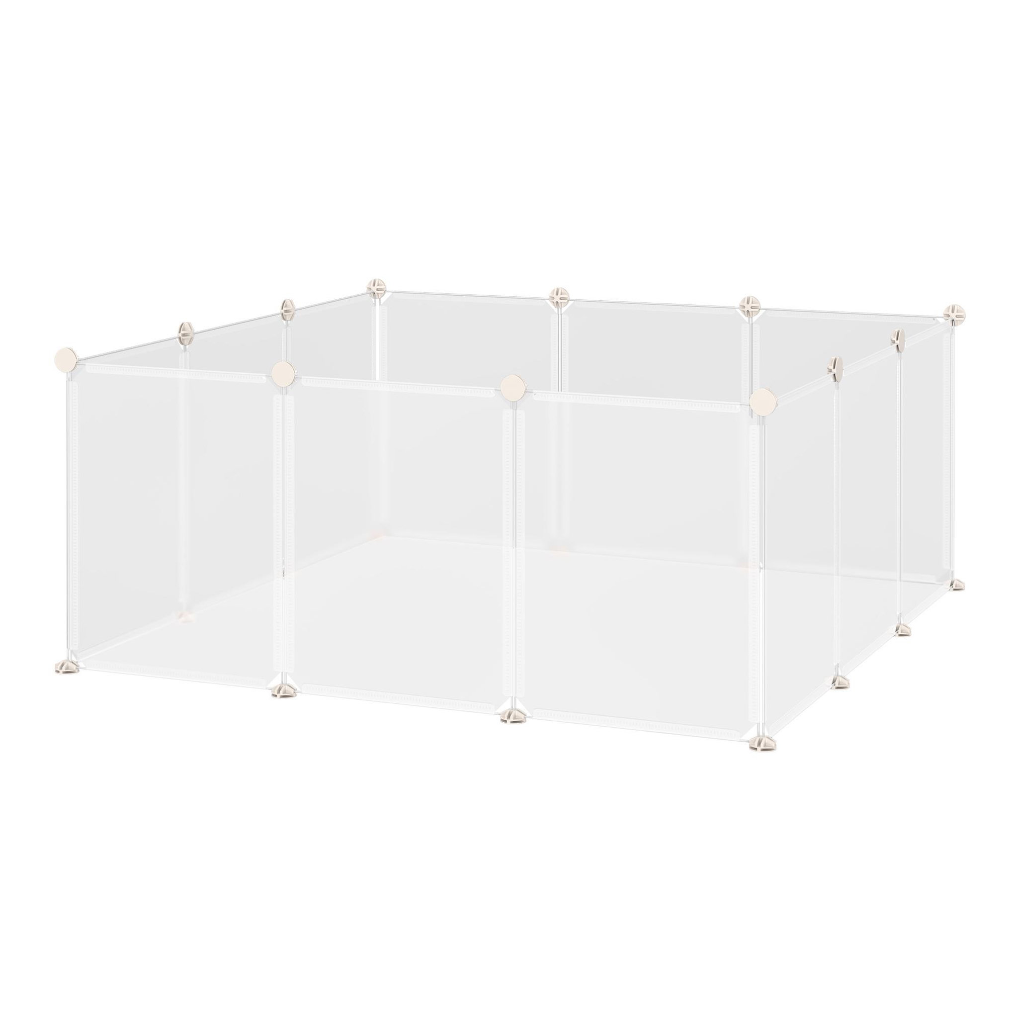 PAWHUT Cage parc enclos modulable petits animaux - dim. 105L x 105l x 45H cm - 12 panneaux résine PP opaque