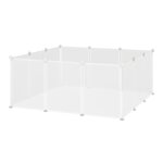 PAWHUT Cage parc enclos modulable petits animaux - dim. 105L x 105l x 45H cm - 12 panneaux résine PP opaque