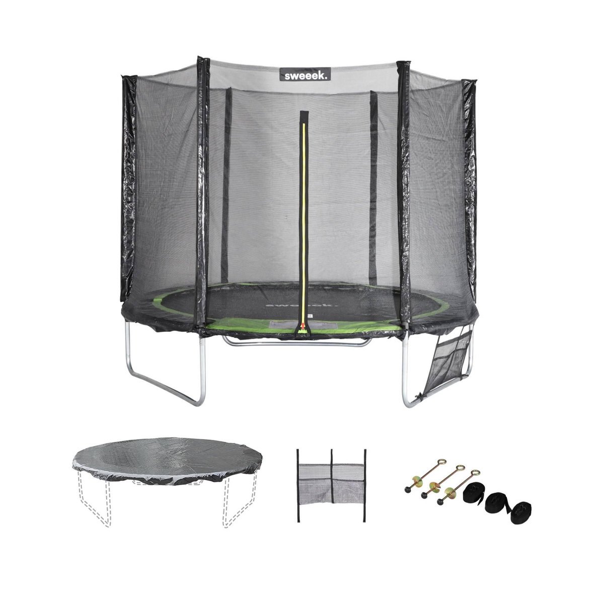 SWEEEK Trampoline 250 cm – Galaxie avec filet de protection, bâche, filet pour chaussures, kit d'ancrage