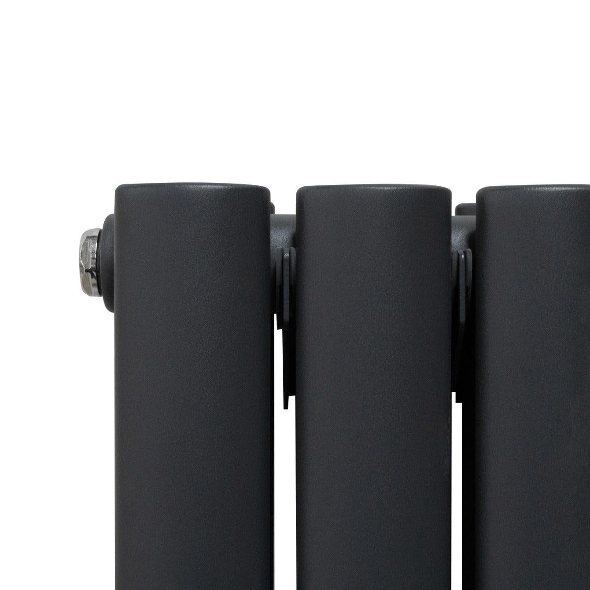 Voir la diapositive 3 : MONSTERSHOP Radiateur à colonnes ovales à miroir & vannes, panneaux - 1800 x 500 mm – gris anthracite