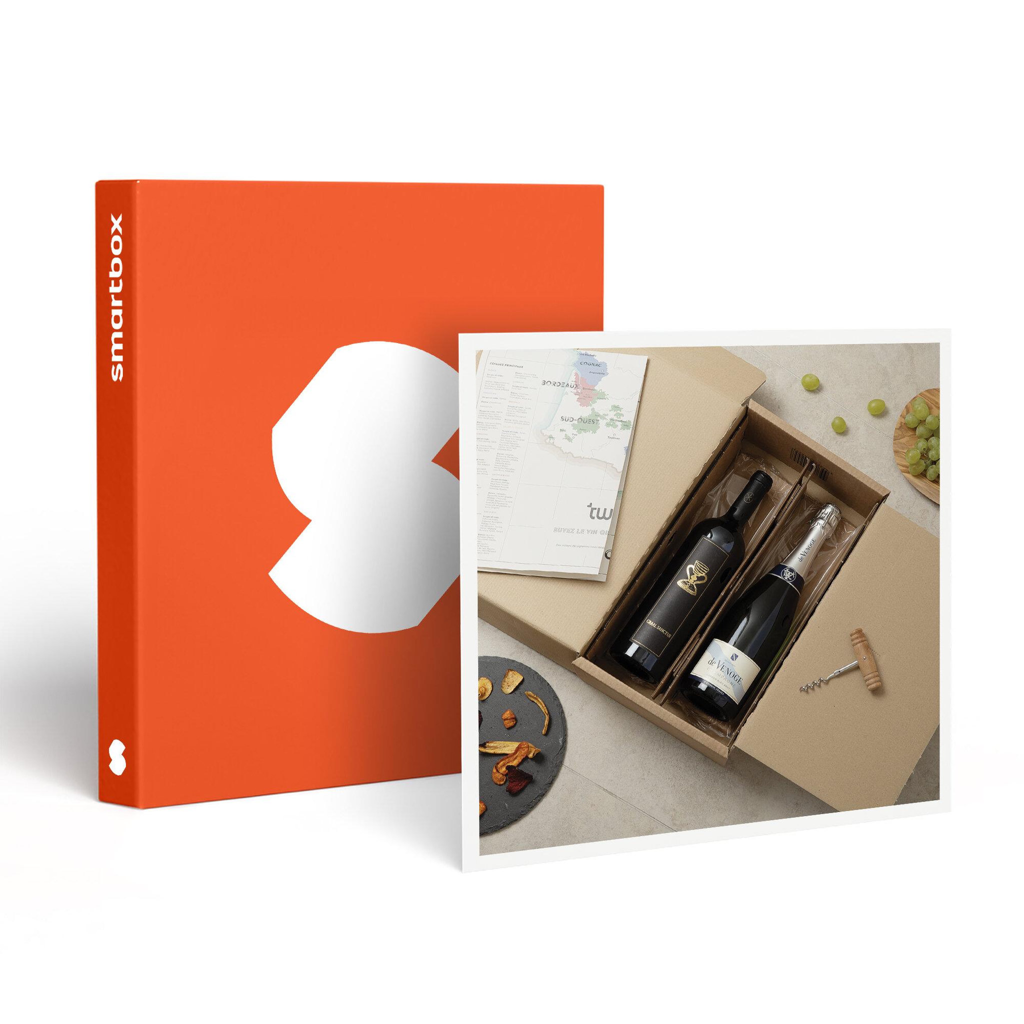 Smartbox Coffret de 2 bouteilles : vin rouge et champagne livrés à domicile - coffret cadeau gastronomie