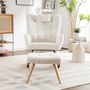 Voir la diapositive 3 : MERAX Rocking-chair Fauteuil à Bascule Avec 1 Repose-pieds Et 1 Oreiller Blanc