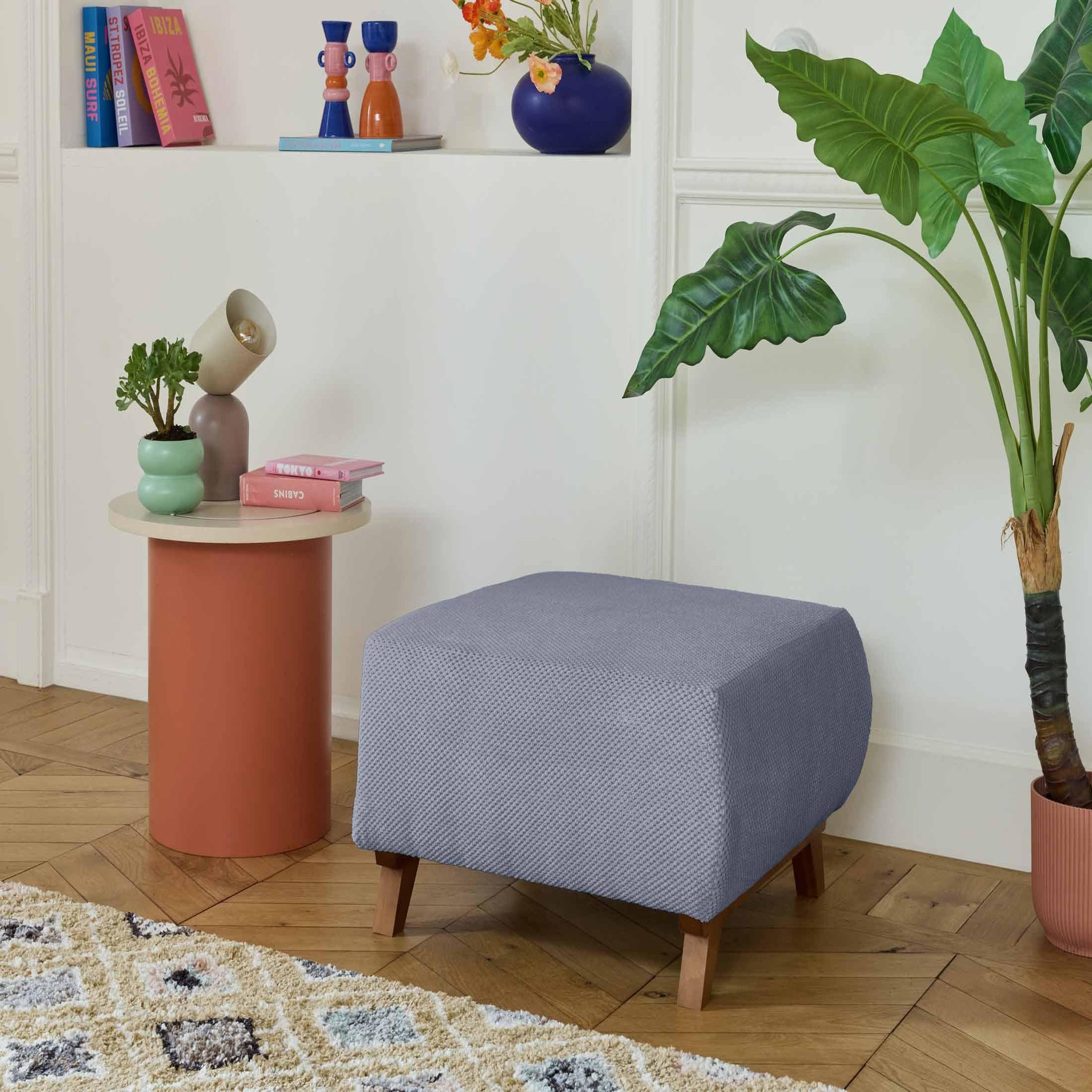 Voir la diapositive 5 : BEST MOBILIER Cristal - pouf modulable - 65 cm - en velours texturé