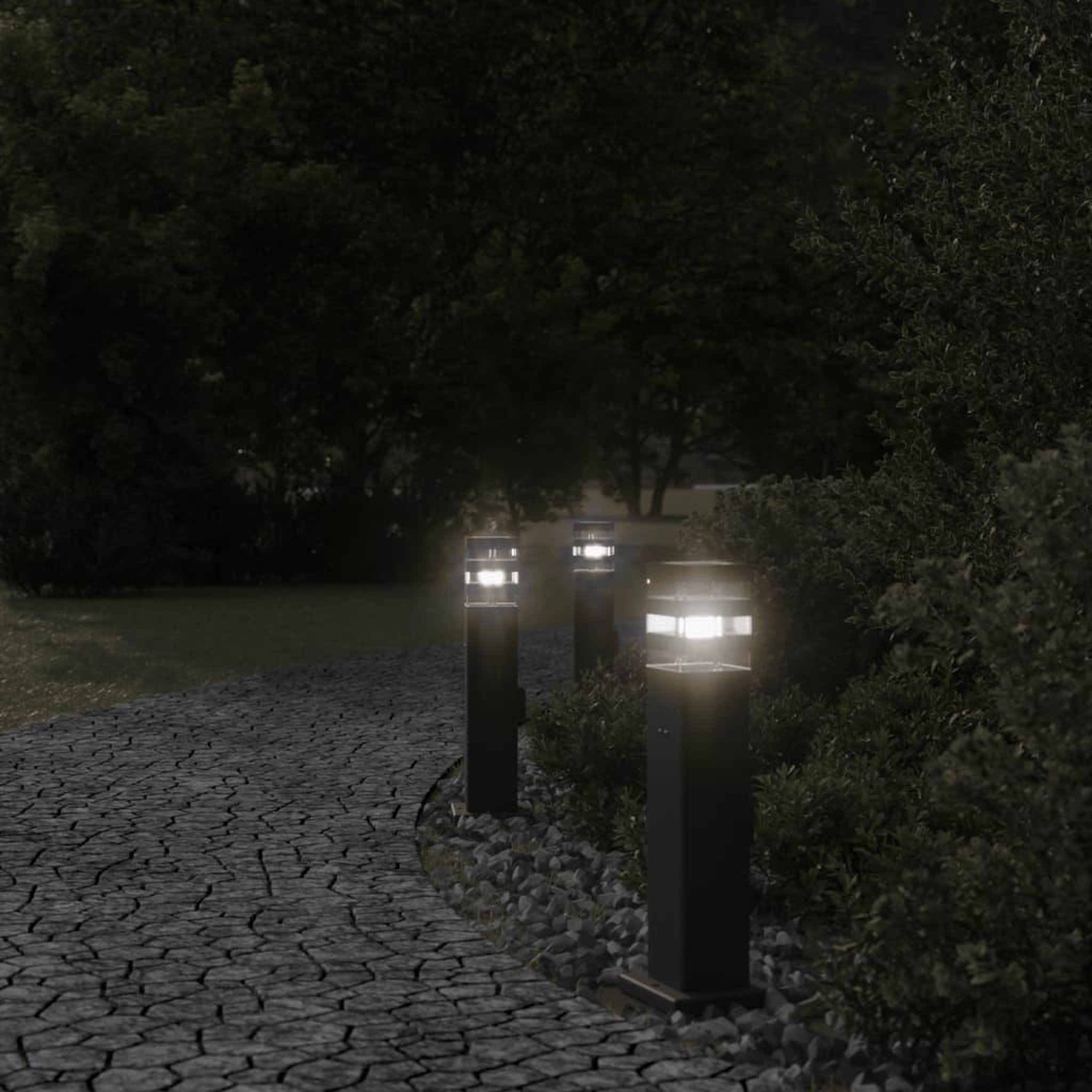 Voir la diapositive 3 : VIDAXL Lampadaires d'exterieur avec sortie 3 pcs noir 50 cm aluminium