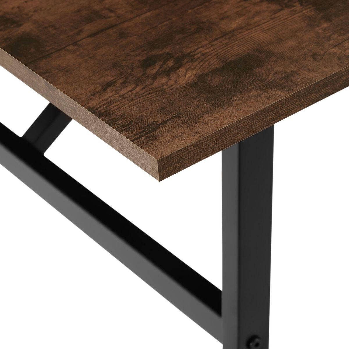 tectake Table de salle à manger style industriel Bois foncé industriel, rustique