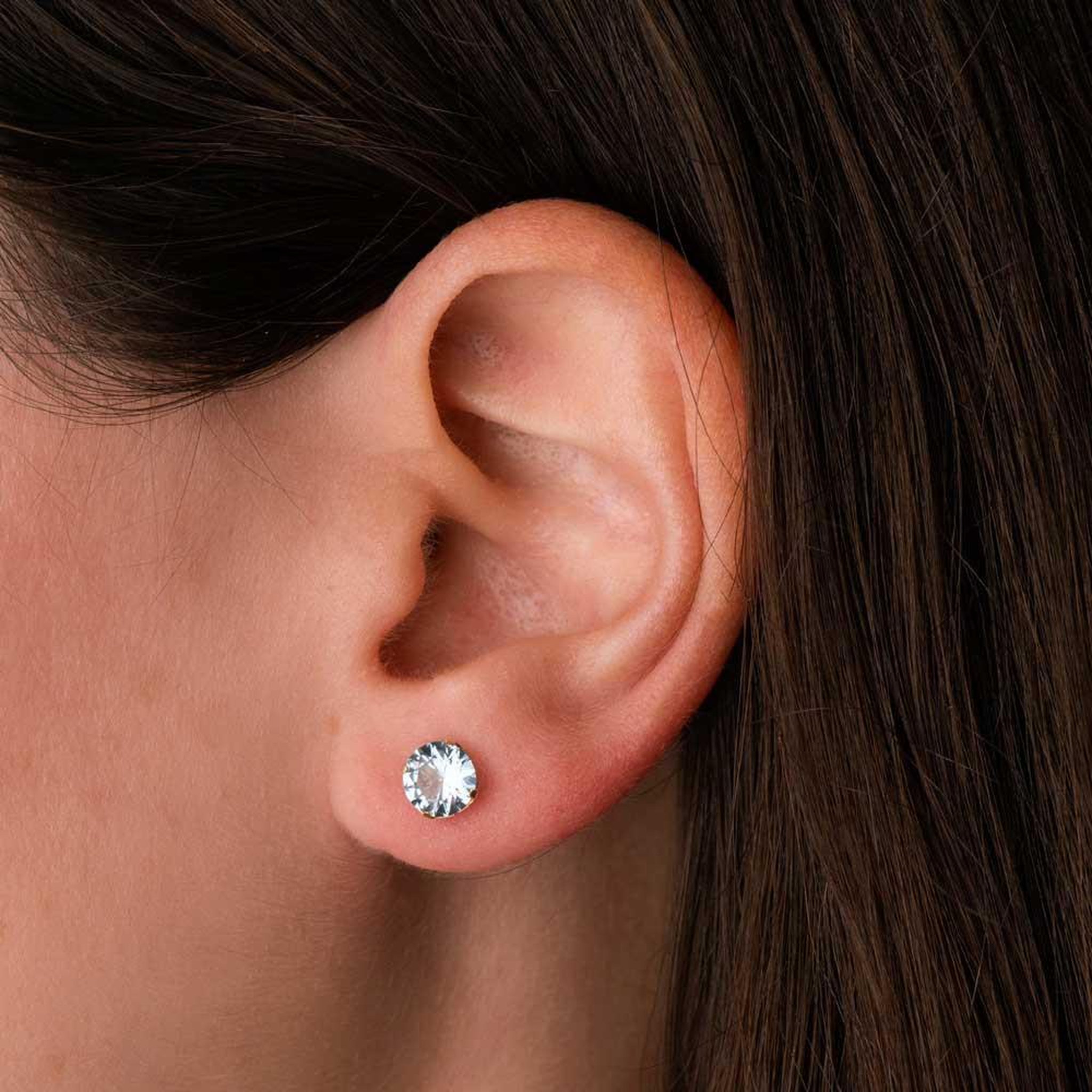 Voir la diapositive 2 : L'ATELIER D'AZUR Boucles d'Oreilles Or 18 Carats 750 Jaune - Zirconiums Topaze Bleue