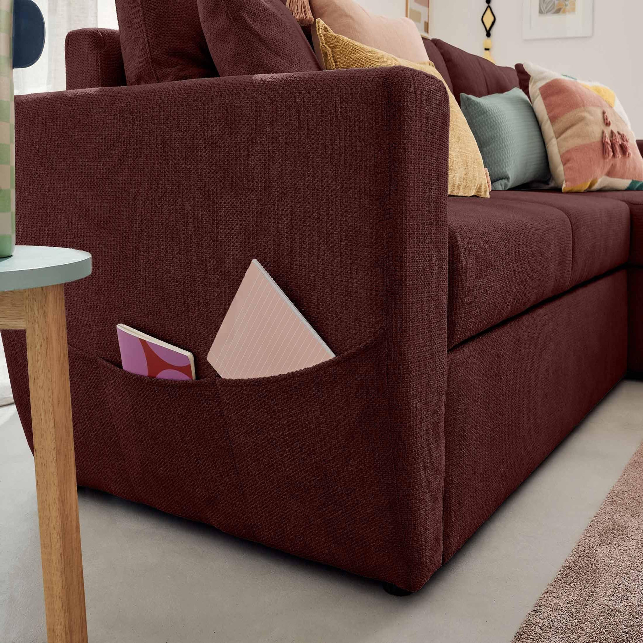 Voir la diapositive 4 : BEST MOBILIER Astoria - canapé d'angle réversible 4 places - convertible avec coffre - en tissu texturé