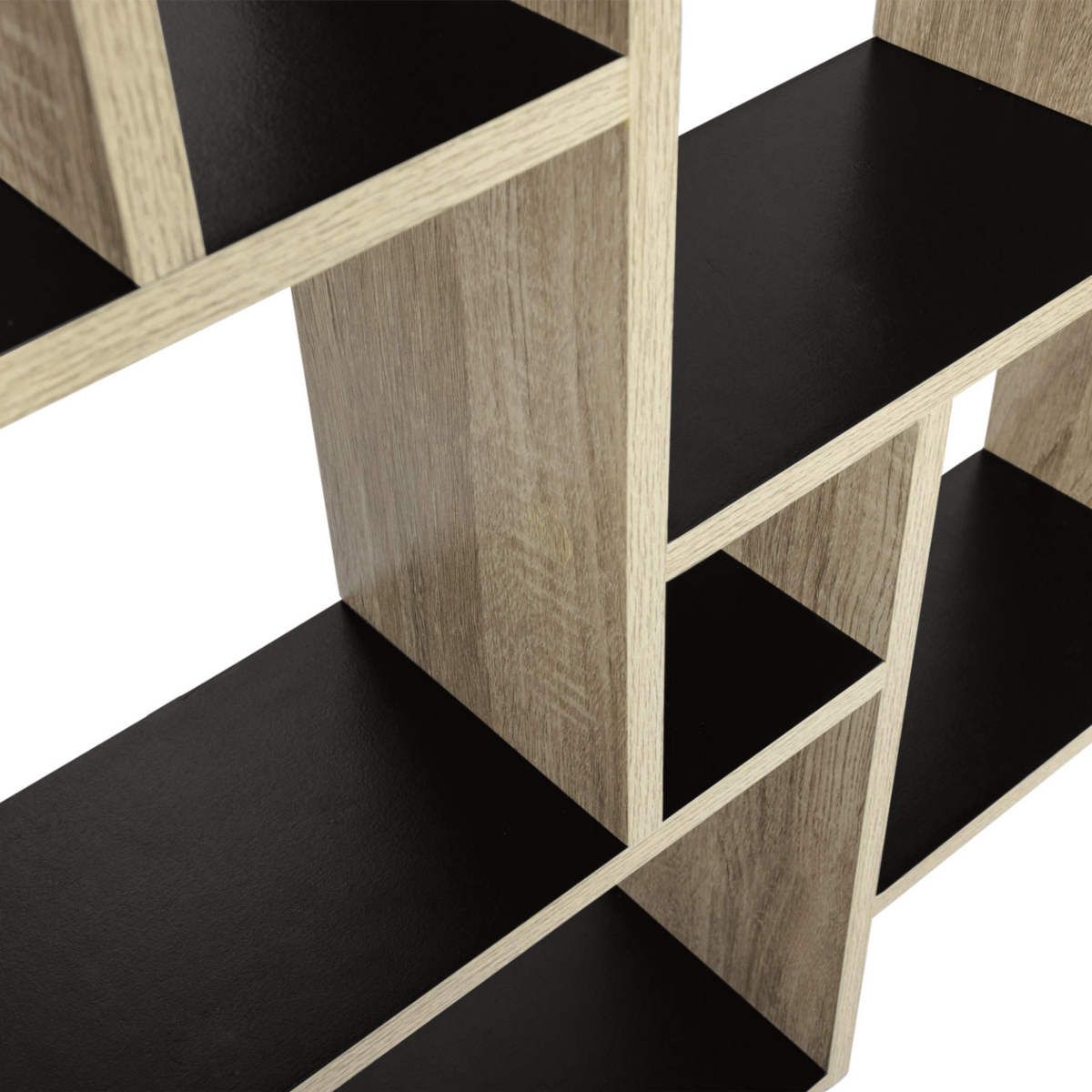 ID MARKET Etagère murale double position LUCAS bois façon hêtre et noir