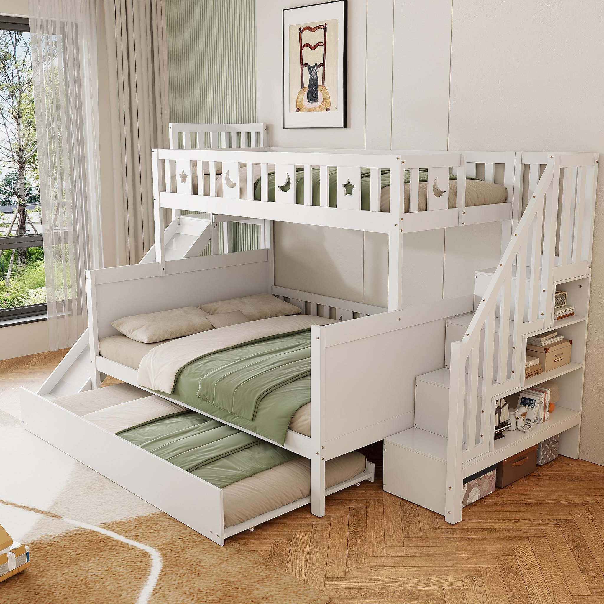 Voir la diapositive 4 : MERAX Lit superposé 140x200(90x200) cm coloris blanc bois massif