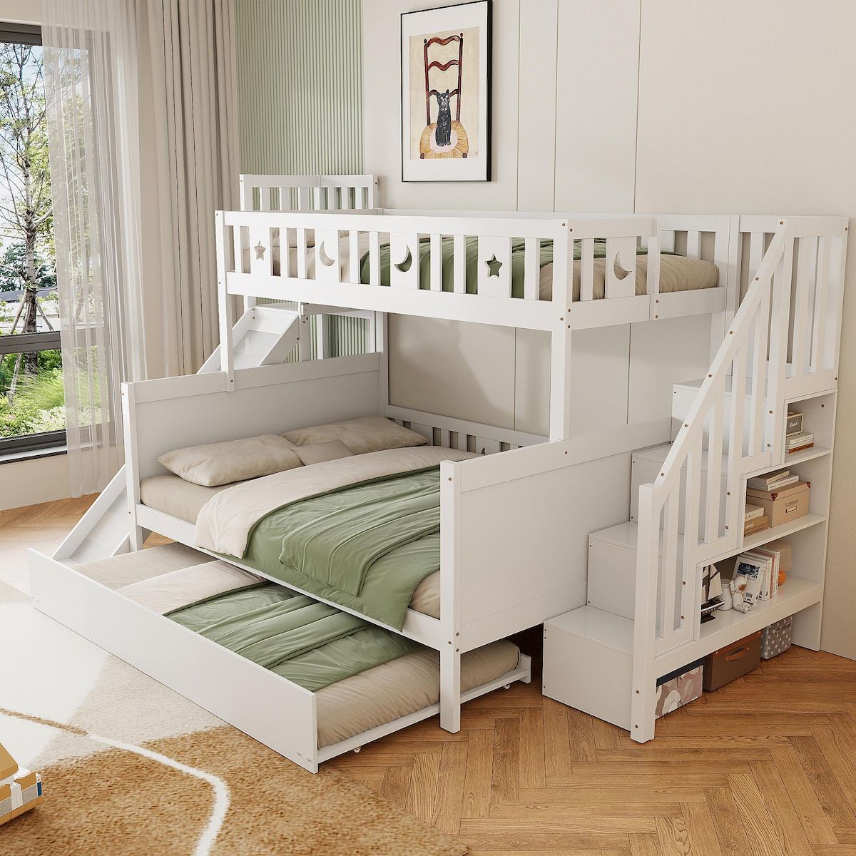 MERAX Lit superposé 140x200(90x200) cm coloris blanc bois massif