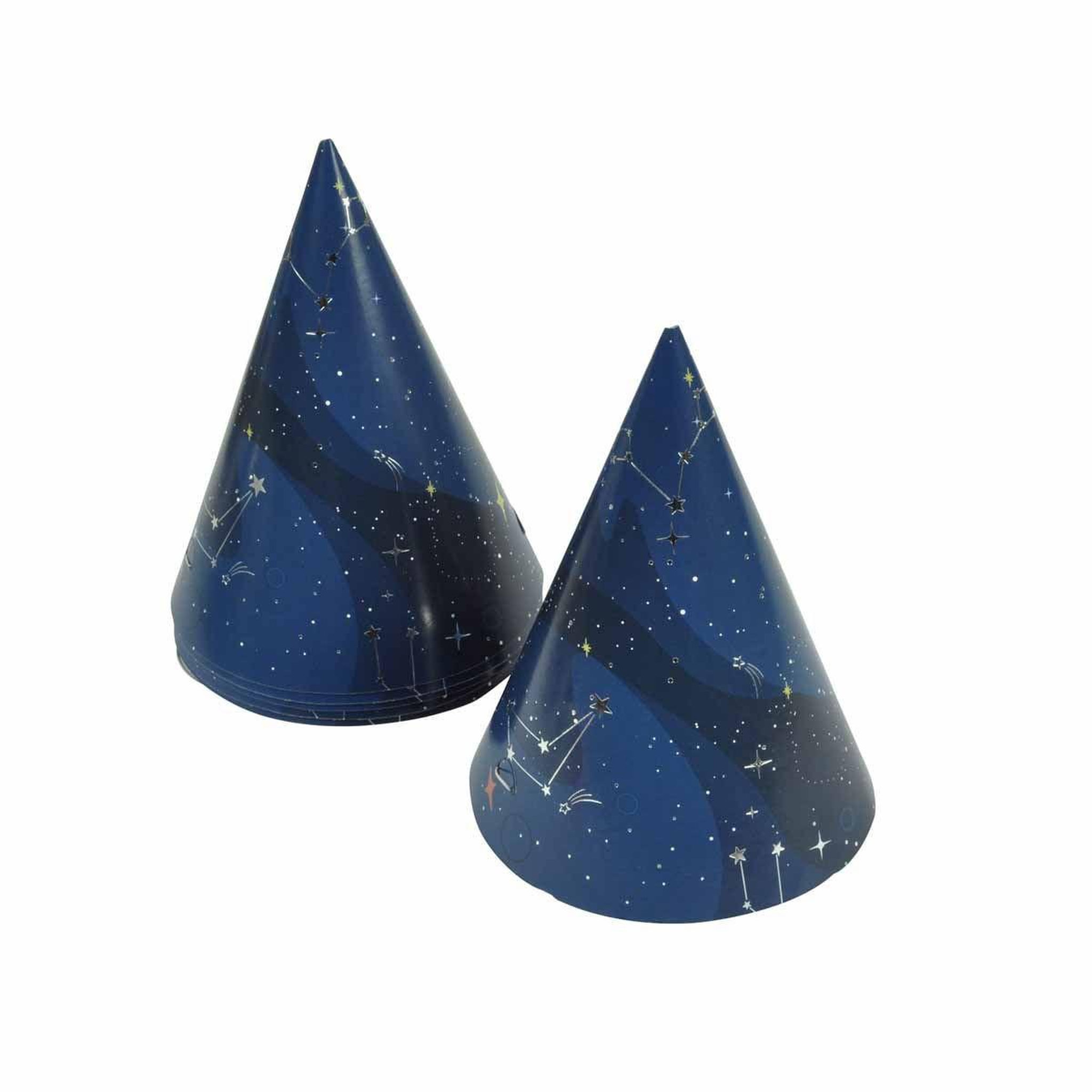 Voir la diapositive 1 : HOMEA Lot de 6 chapeaux d'anniversaire  espace  16cm bleu