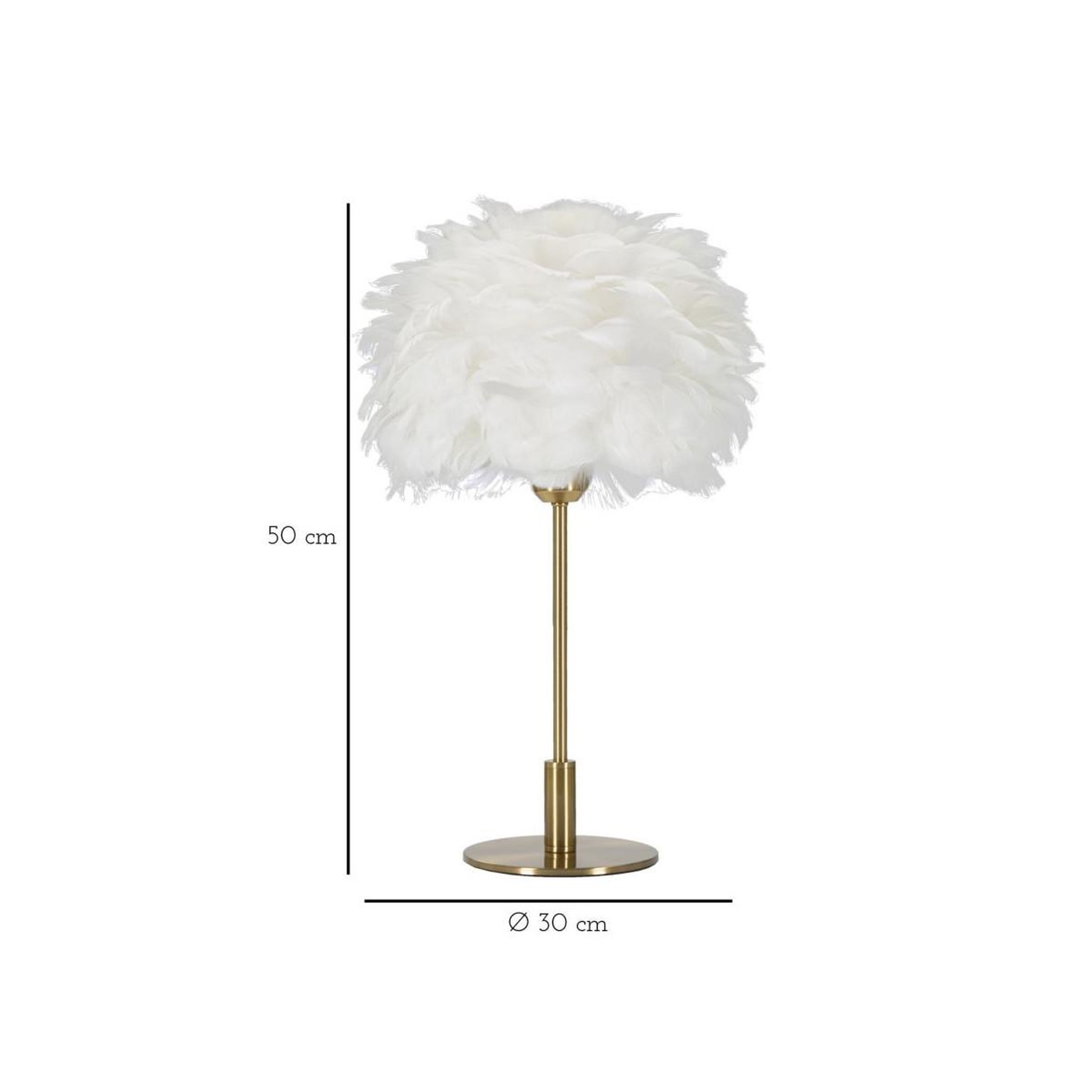 Voir la diapositive 6 : Paris Prix Lampe à poser imitation plume  ball  50cm or & blanc