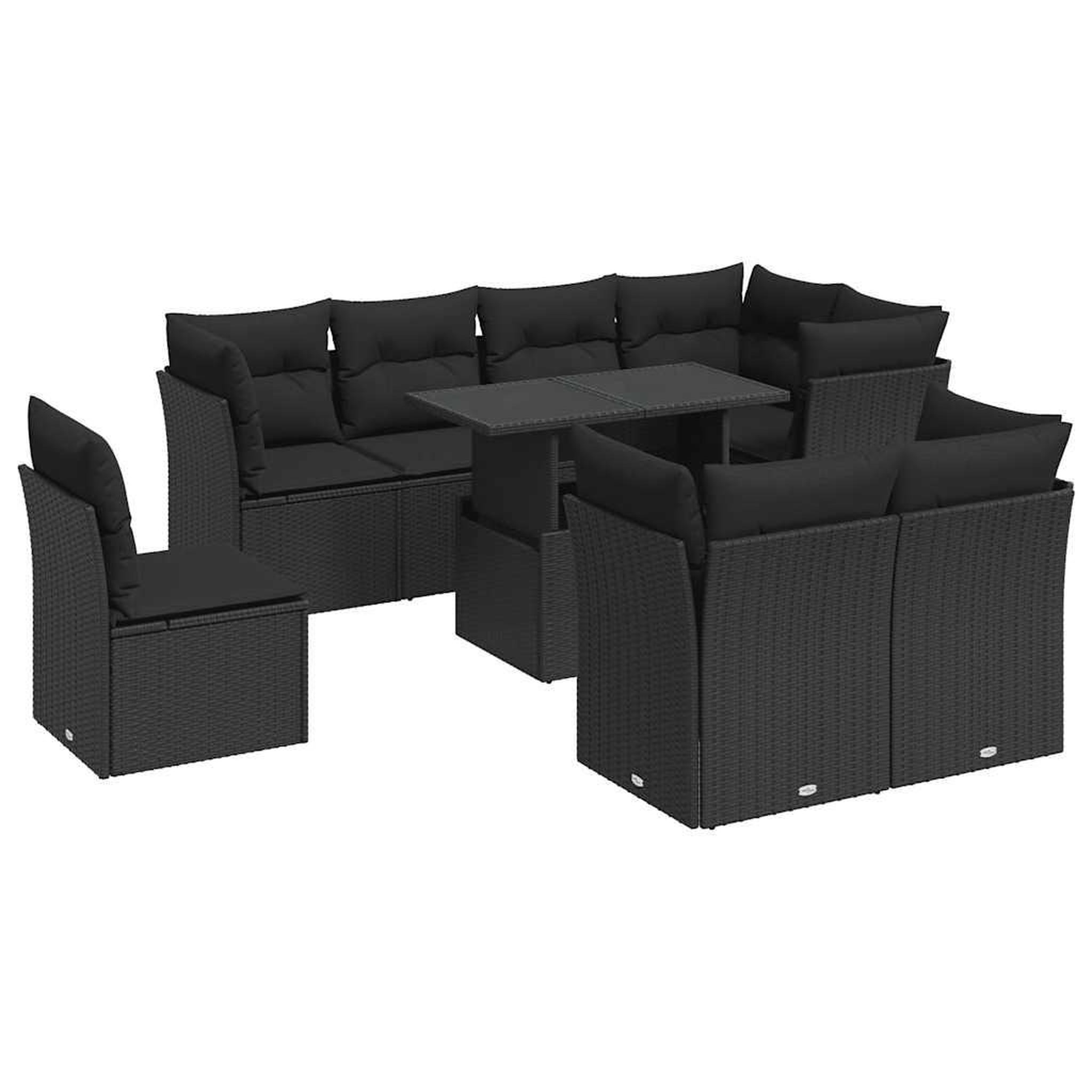 Voir la diapositive 2 : VIDAXL Salon de jardin 9 pcs avec coussins noir resine tressee