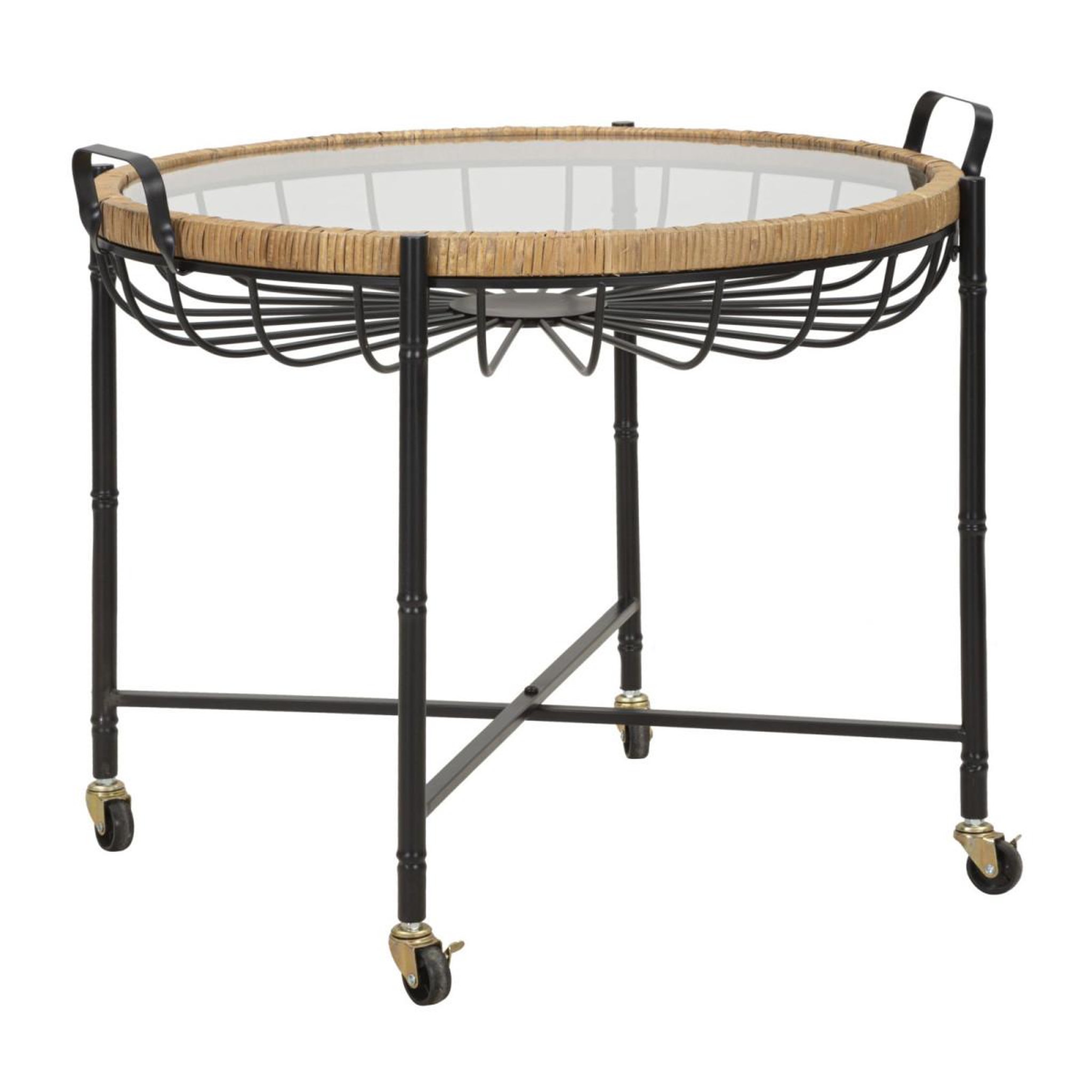 Paris Prix Table basse à roulettes  cebu  70cm noir & naturel