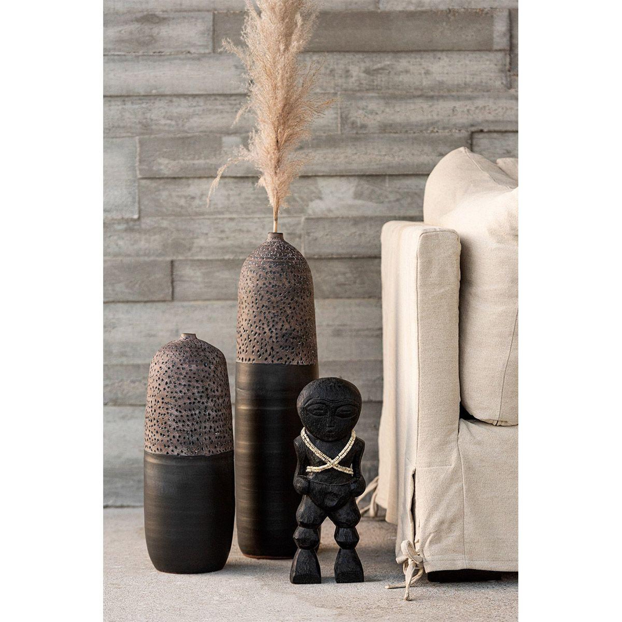 Voir la diapositive 2 : J-LINE Personnage Déco en Bois  Takwimu  38cm Noir