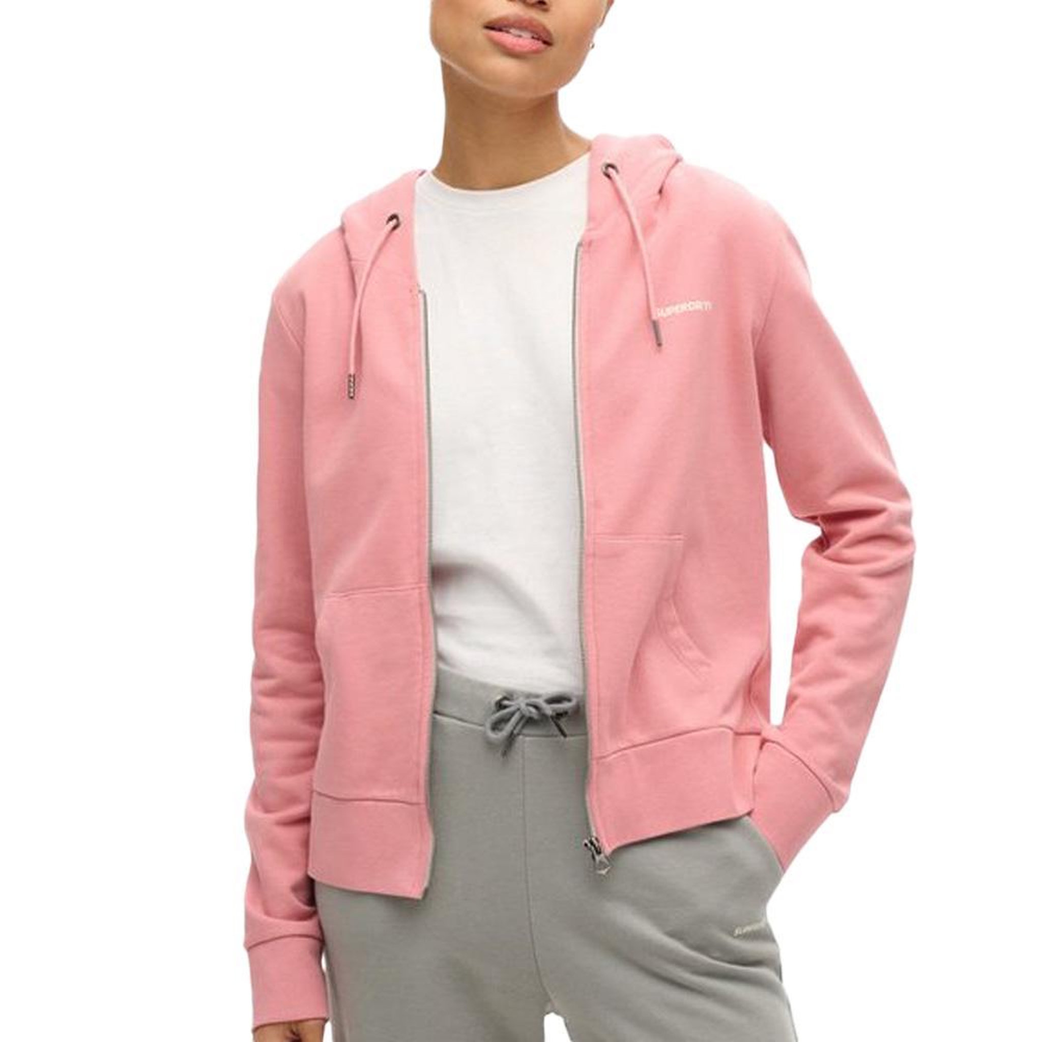 SUPERDRY Sweat Rose Femme Superdry Plain Zip Hood. Coloris disponibles : Rose