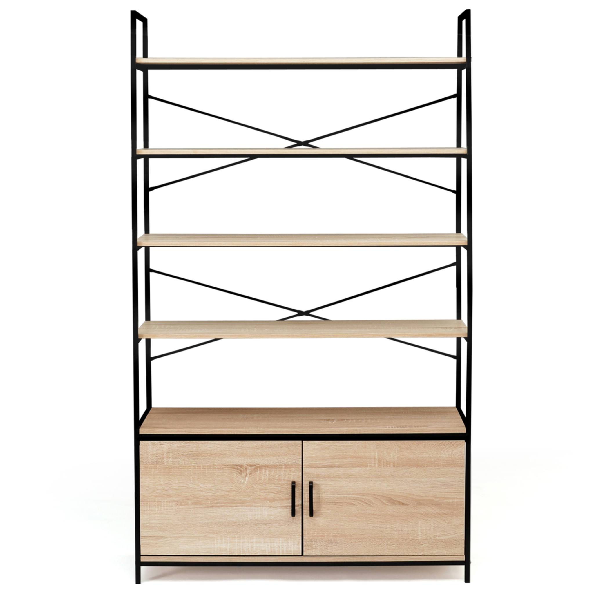Voir la diapositive 5 : ID MARKET Etagère xl 5 niveaux avec placard detroit design industriel 170 cm