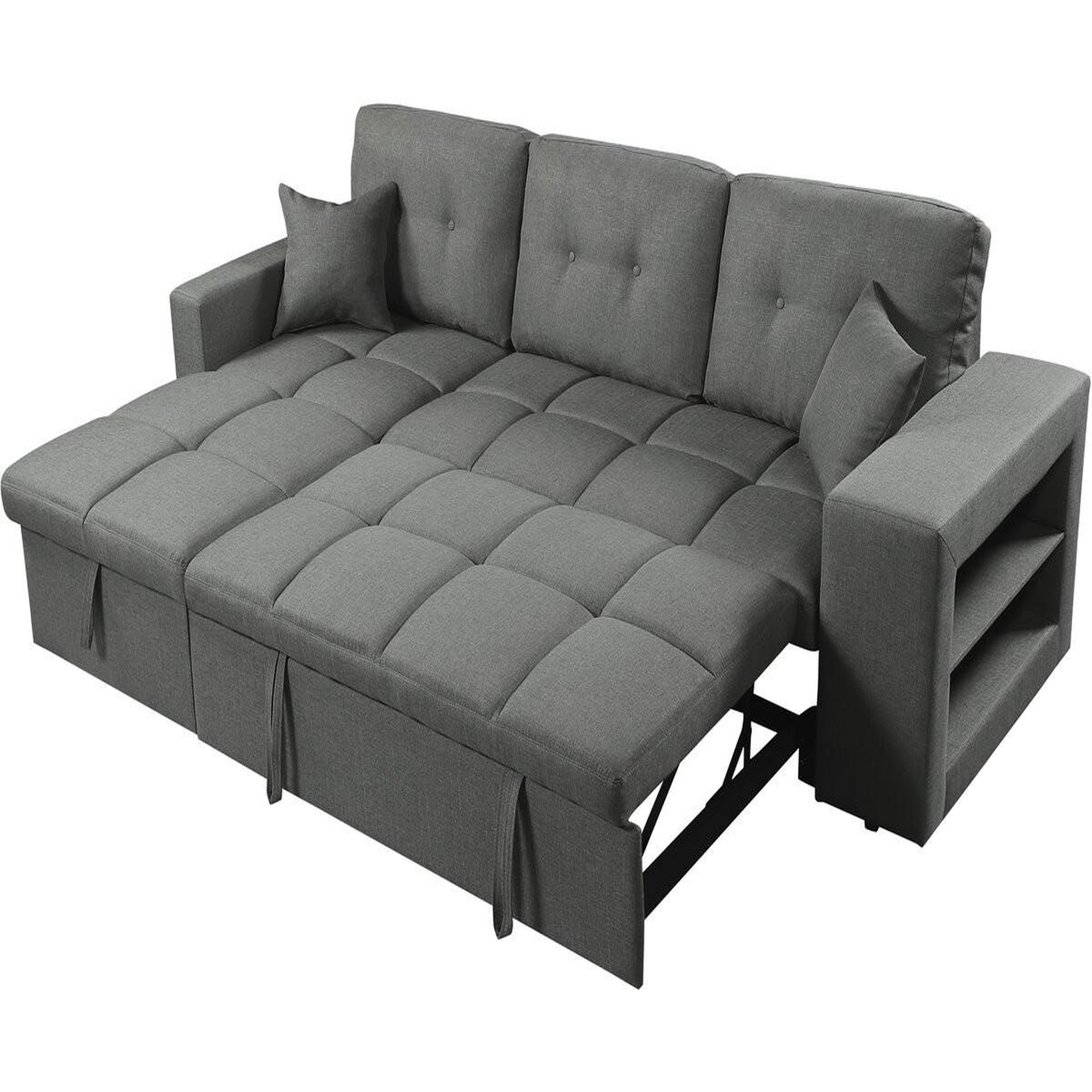 Voir la diapositive 3 : Habitat et Jardin Canapé d'angle convertible/réversible tissu style bubble  axel  - 3 places - gris