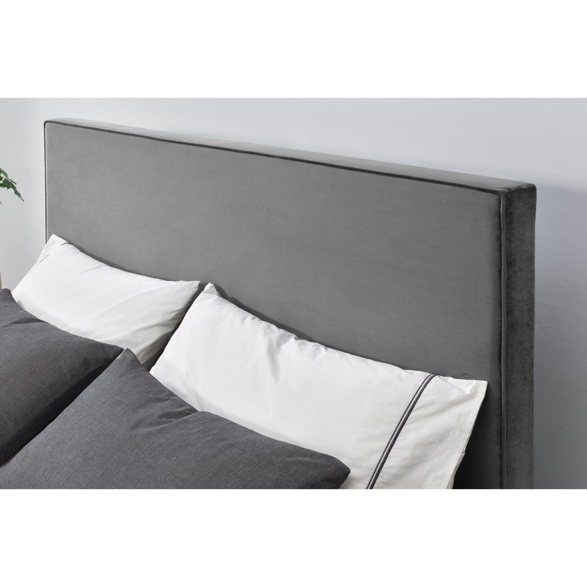 CONCEPT USINE Structure de lit 160 x 200 cm en velours gris et noir RIVERSIDE