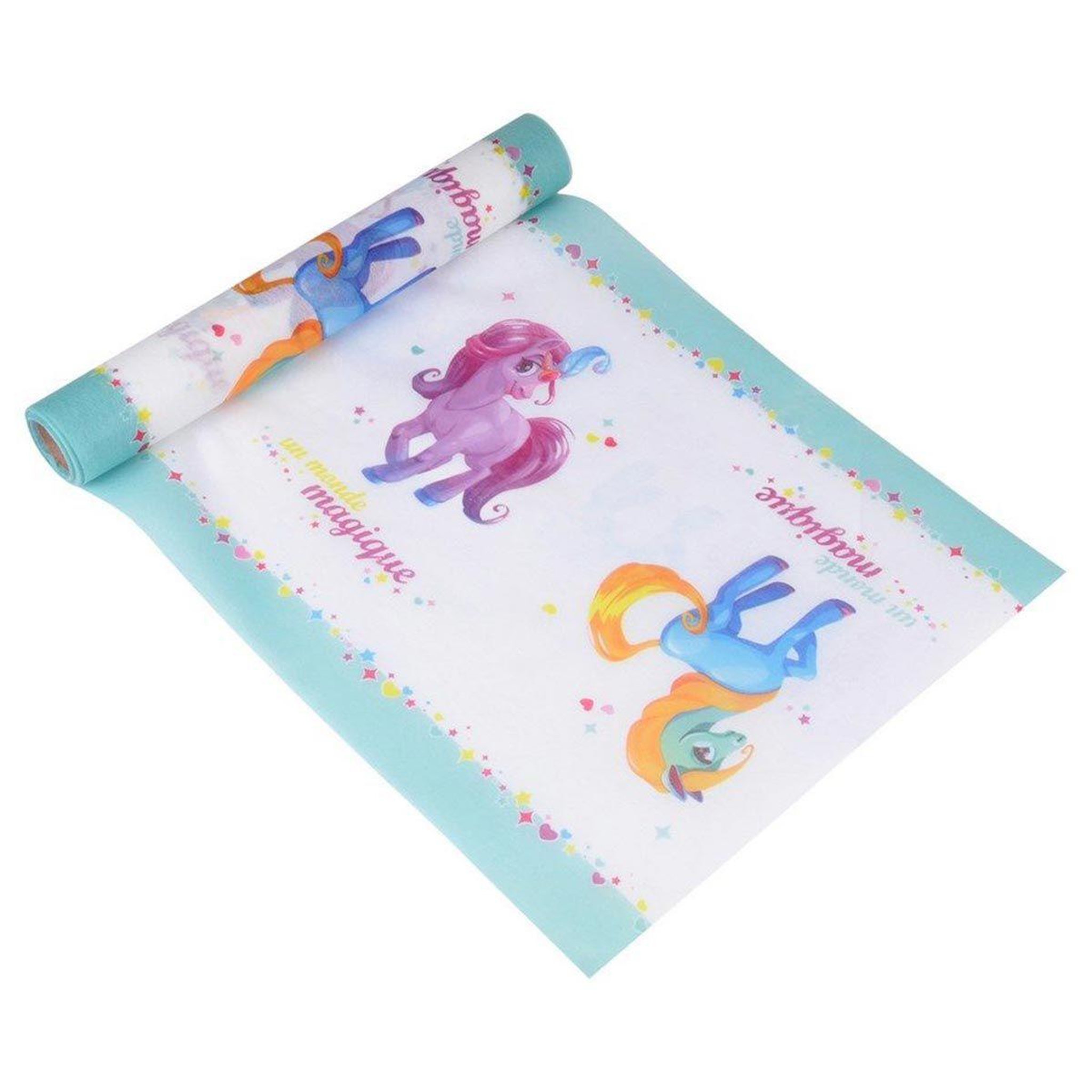 HOMEA Chemin de table jetable  poney  28cmx5m blanc