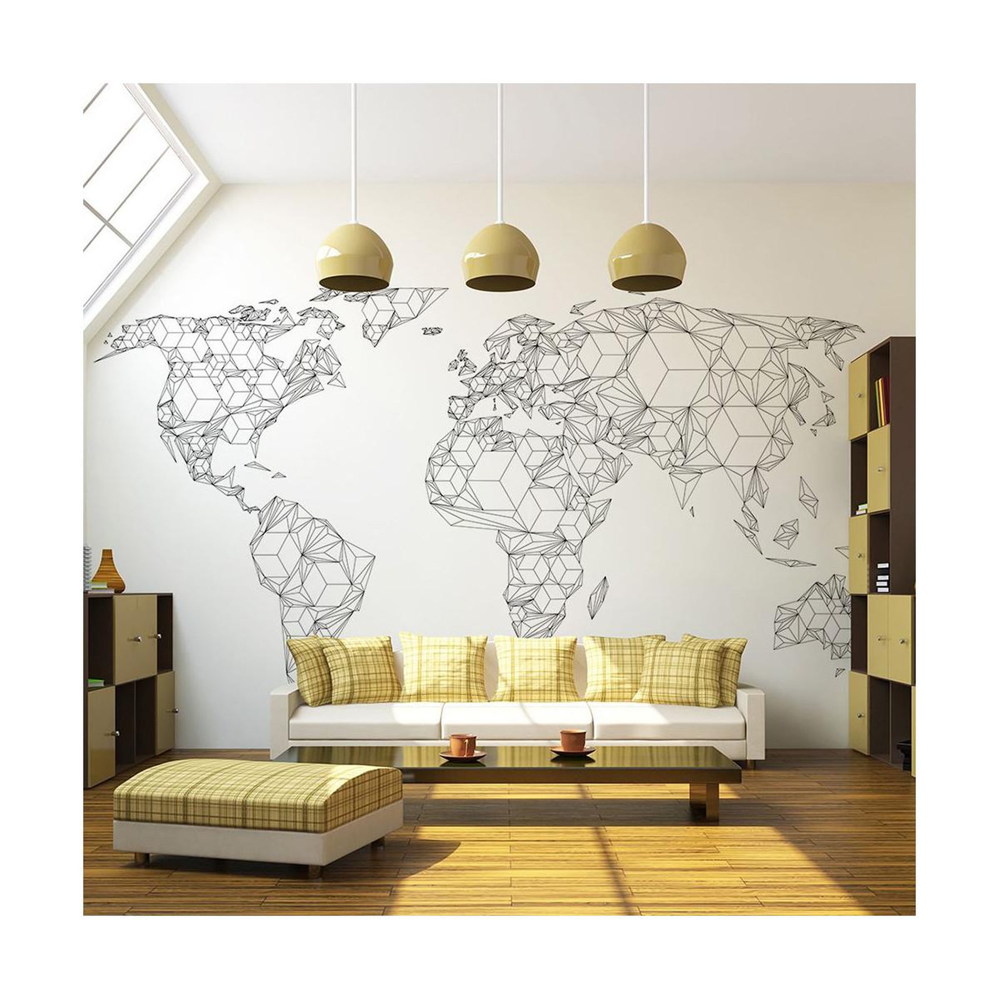 Voir la diapositive 1 : Paris Prix Papier Peint  Map of the World White Solids