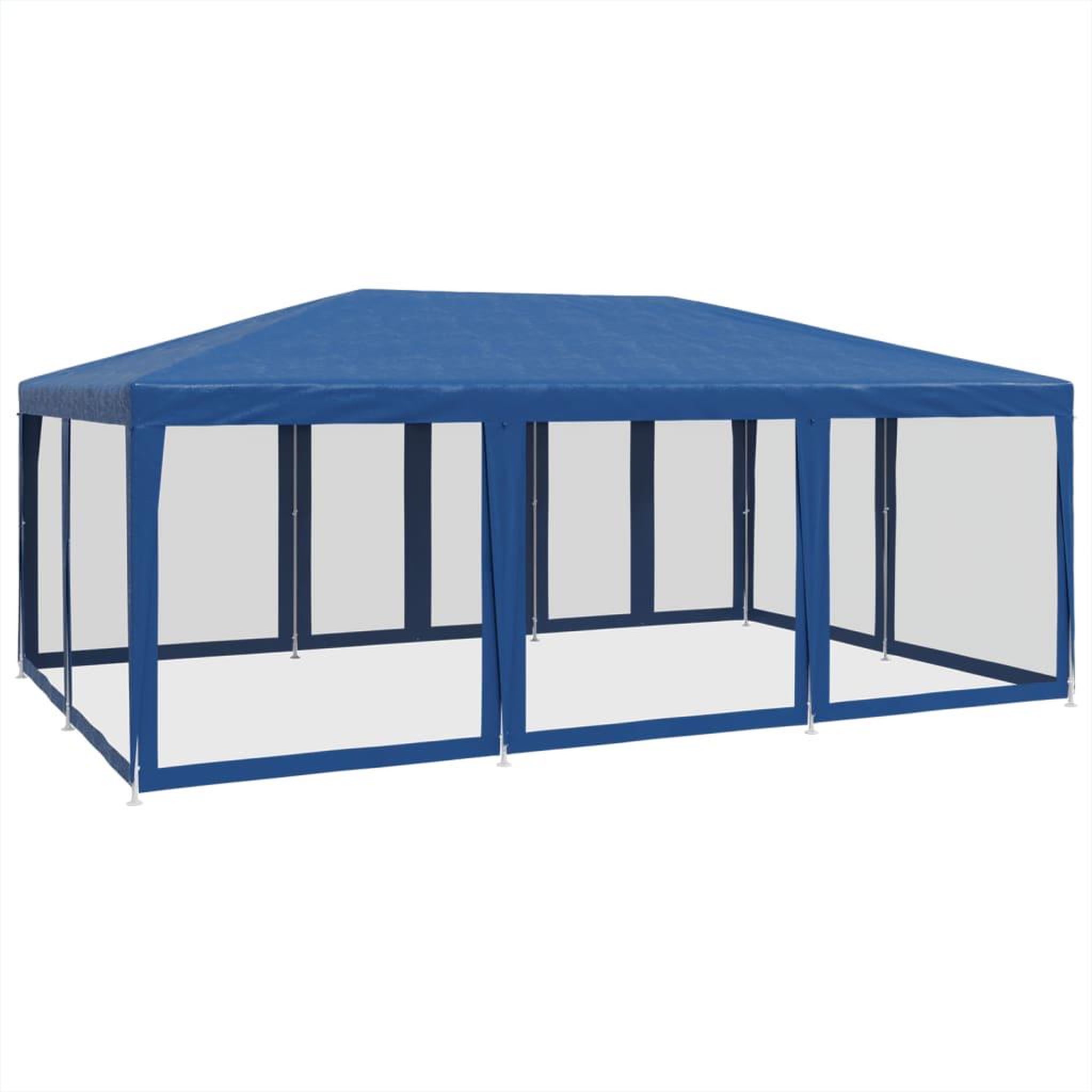 Voir la diapositive 5 : VIDAXL Tente de fete avec 10 parois laterales en maille bleu 6x4m PEHD