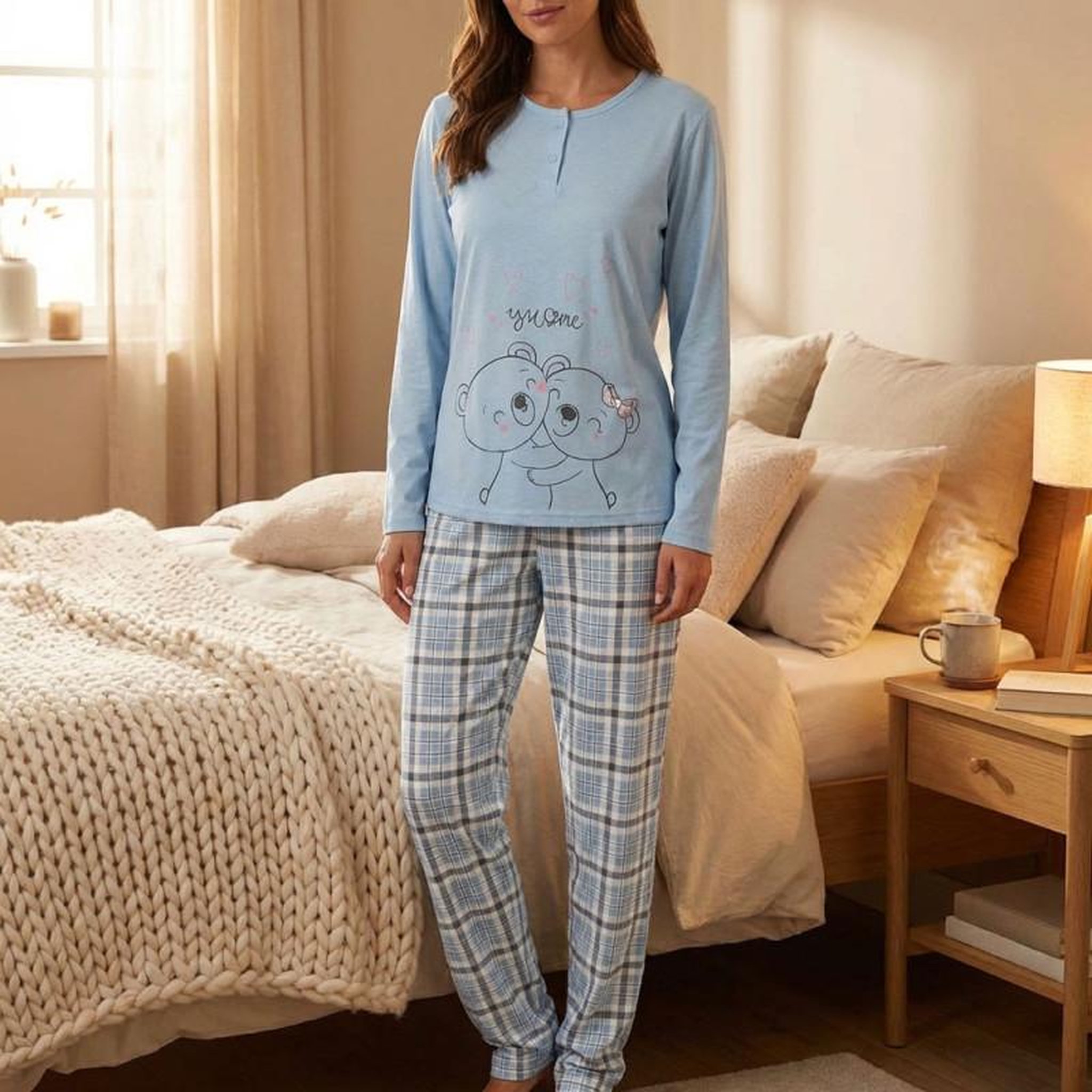 Voir la diapositive 2 : OZABI OZABI Ensemble Pyjama Long Femme Haut Manches Longues