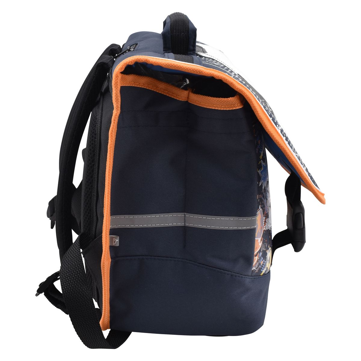 AUCHAN Cartable 36 cm polyester bleu foncé FOOTBALL STREET CODE