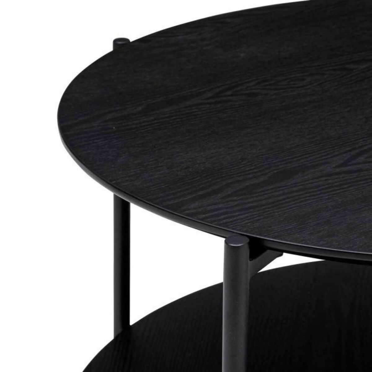 ATMOSPHERA Table Basse Ronde 2 Niveaux  Kemi  63cm Noir