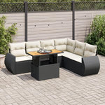 VIDAXL Salon de jardin 7 pcs avec coussins noir resine tressee