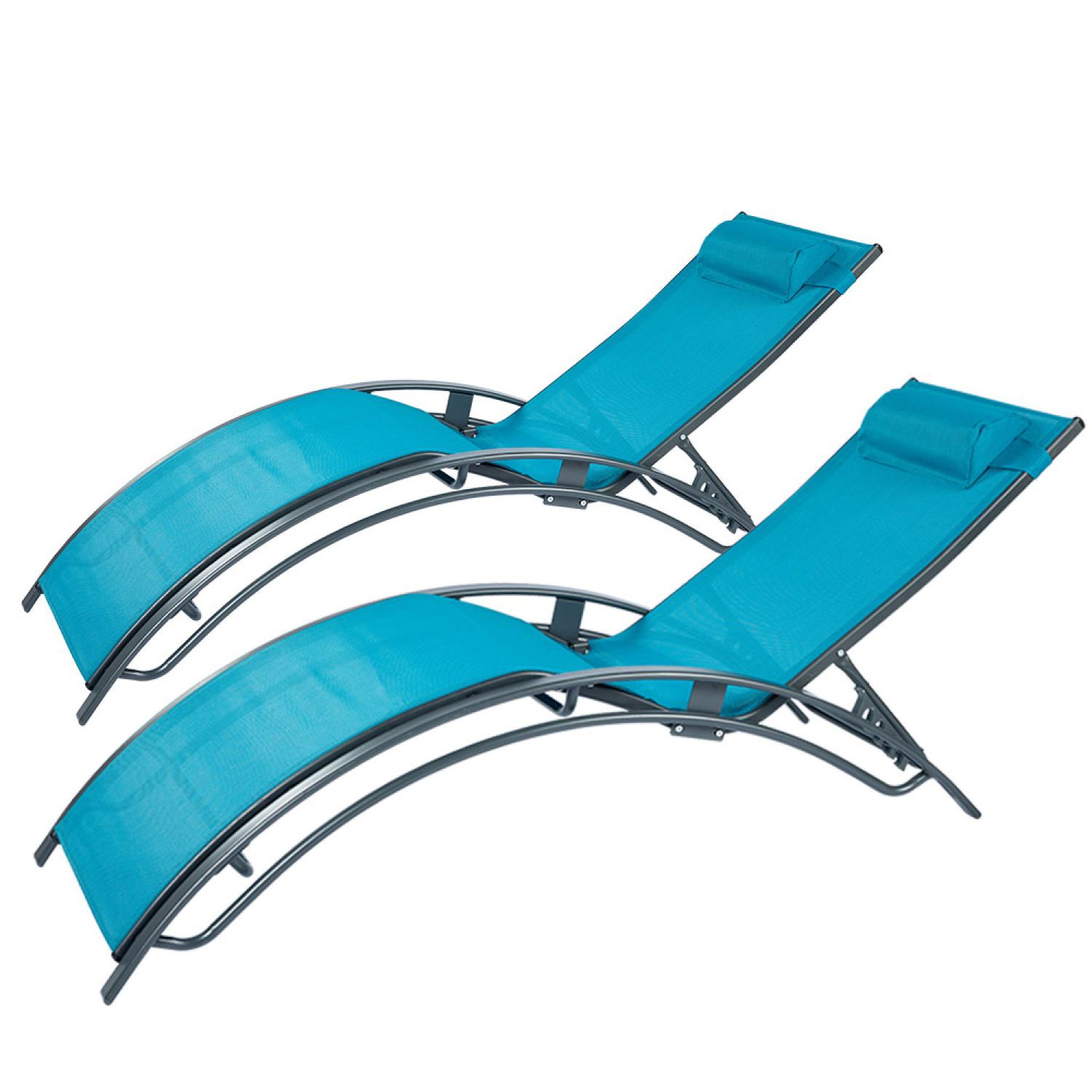 CONCEPT USINE Lot de 2 transats ajustables gris et bleu cali