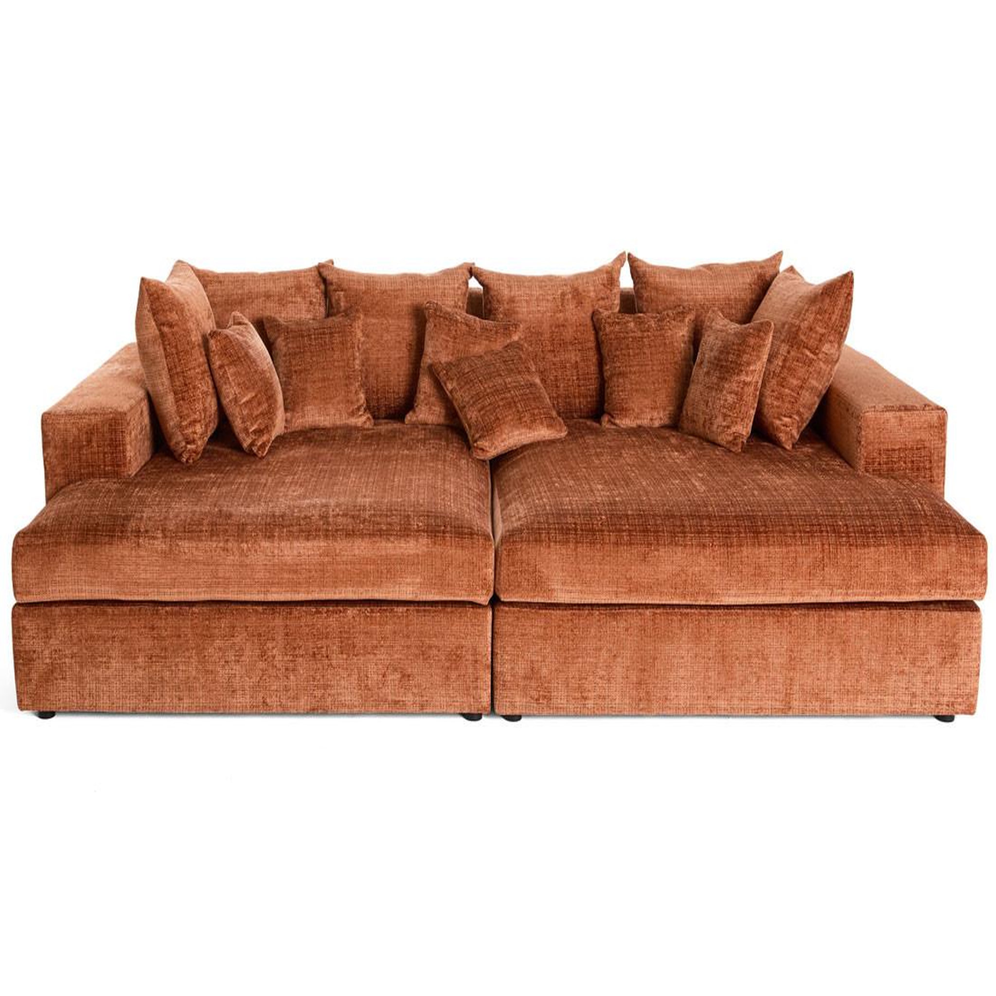 Voir la diapositive 1 : BEST MOBILIER Collins - canapé droit 4 places avec double méridienne - assise profonde - en velours texturé