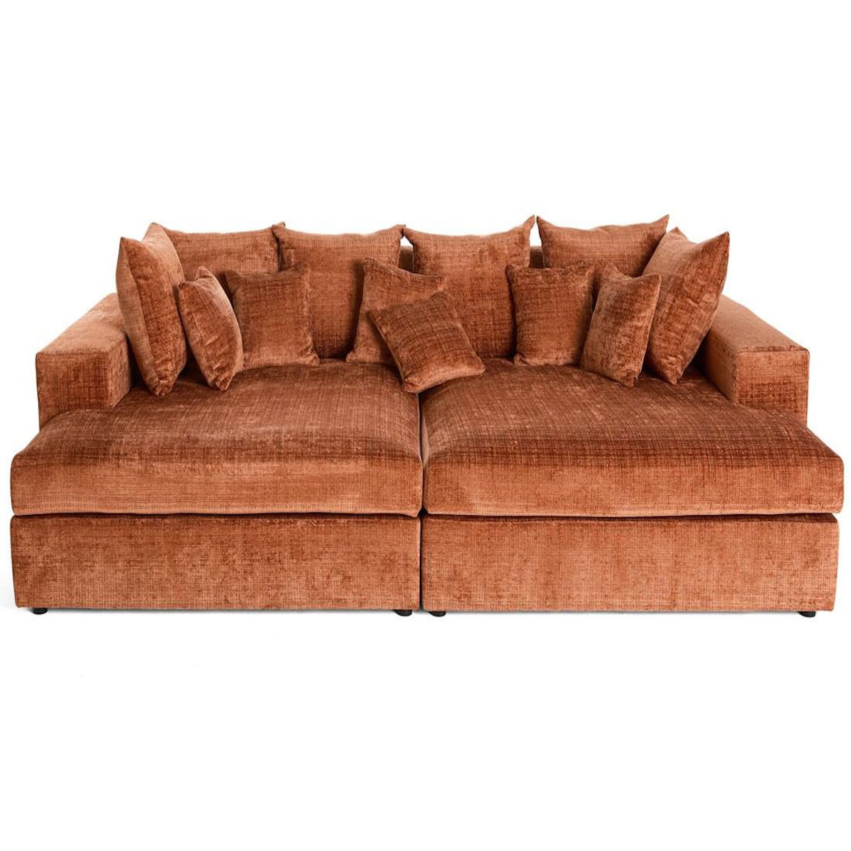 LISA DESIGN Collins - canapé droit 4 places avec double méridienne - assise profonde - en velours texturé