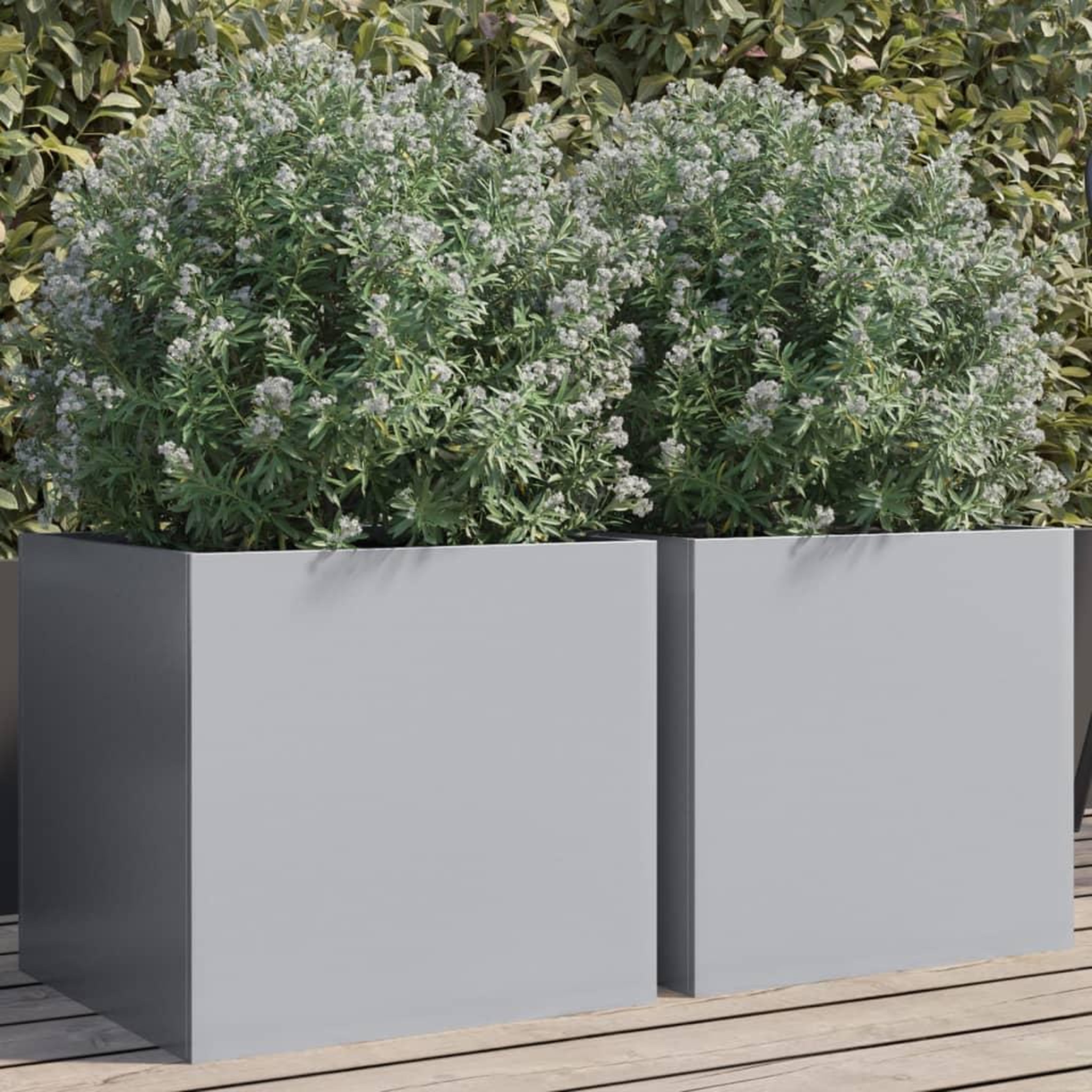 VIDAXL Jardinieres 2 pcs argente 42x40x39 cm acier galvanise