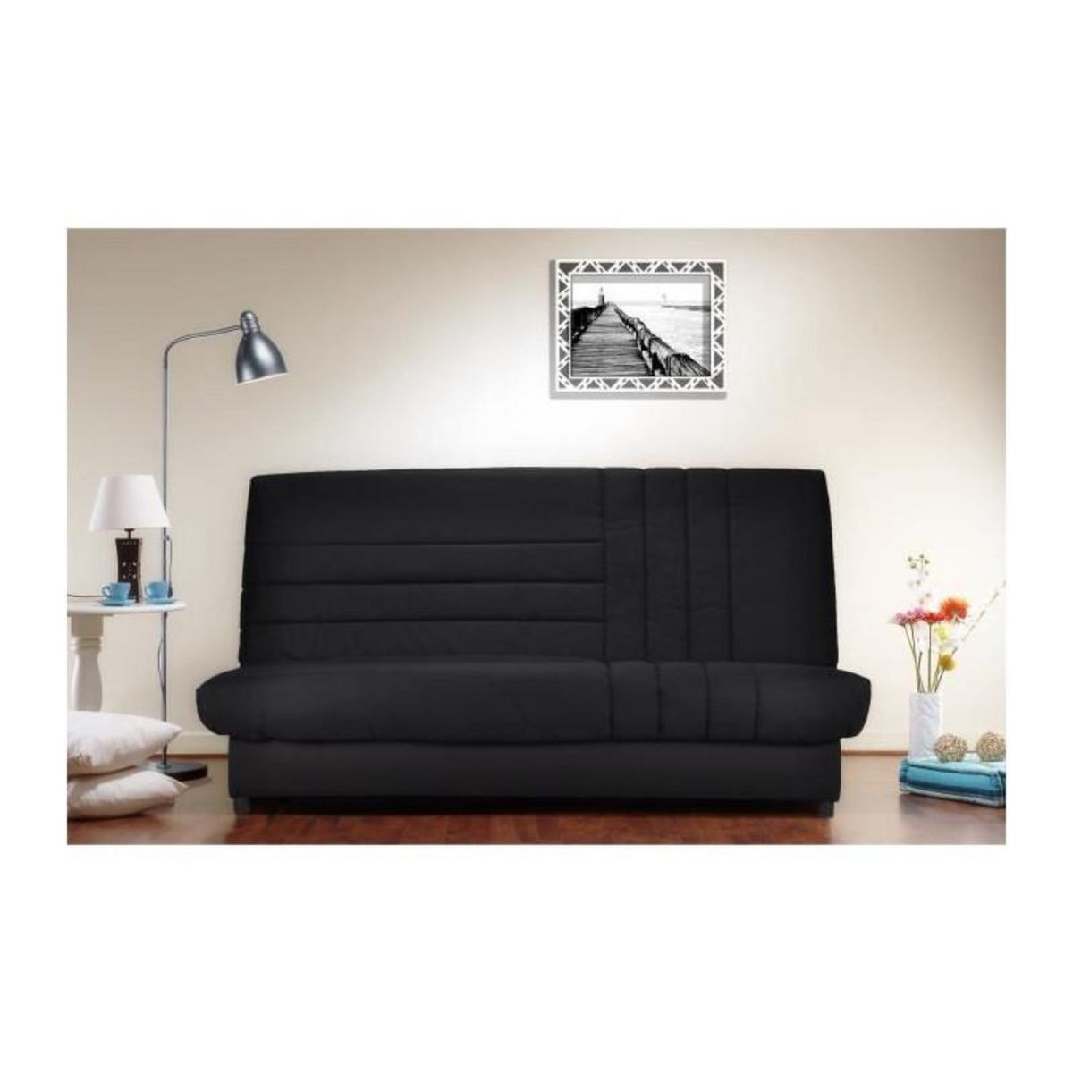BULTEX BEIJA Banquette clic-clac 3 places - Comfort BULTEX - L 192 x P 95 cm - Tissu noir