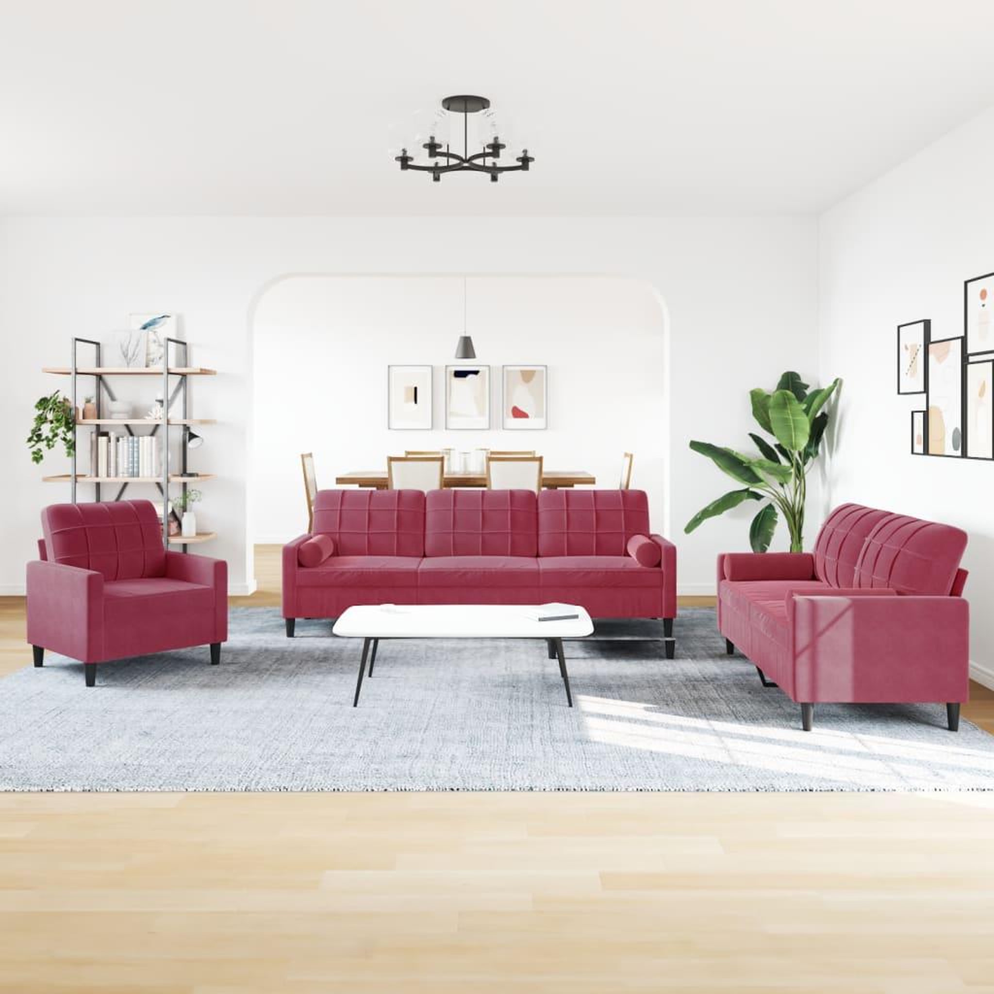 Voir la diapositive 3 : VIDAXL Ensemble de canapes 3 pcs avec coussins et traversins velours