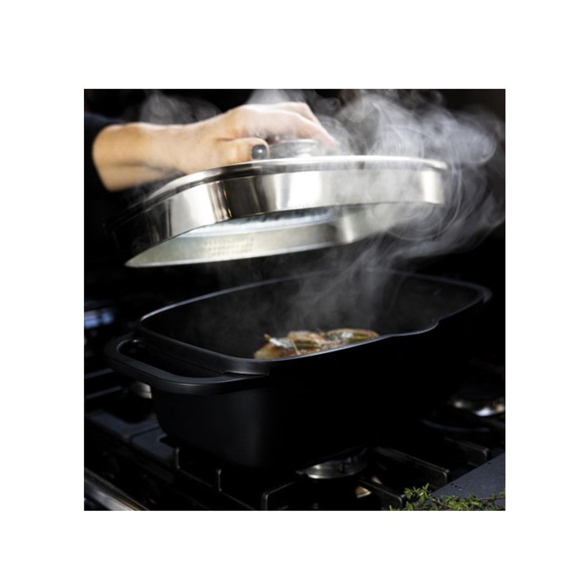 Voir la diapositive 4 : BAUMALU Cocotte réctagulaire aluminium 33cm noir - 382983