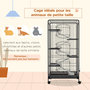 Voir la diapositive 4 : PAWHUT Cage pour petits animaux roulante 5 rampes 5 plateformes gamelle distributeur eau plateau amovible métal PP noir