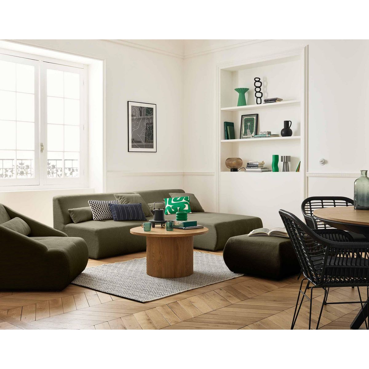 LISA DESIGN Onyx - canapé modulable d'angle réversible 4 places - en velours côtelé