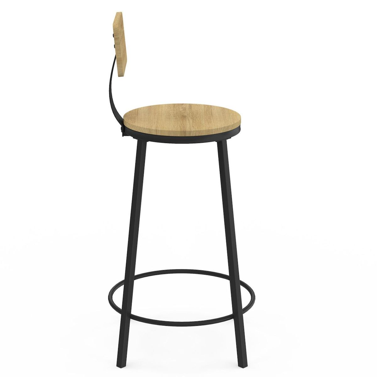 ID MARKET Lot de 4 tabourets de bar DETROIT assise ronde avec dossier design industriel